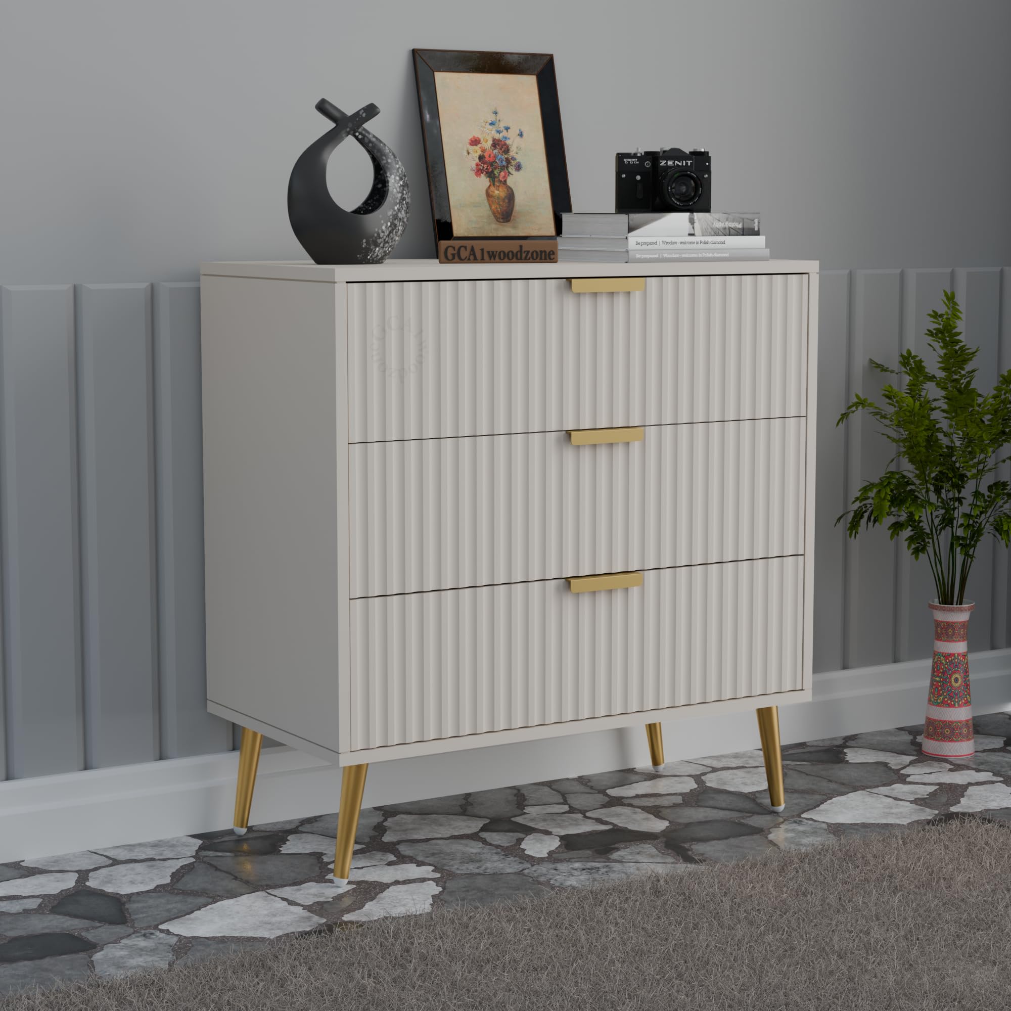 WOODZONE Wooden Chest of Drawers for Bedroom | 3 Drawer Solid Wood