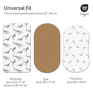 Gllquen Baby Muslin Bassinet Sheets 3 Pack, Breathable Elastic Cozy Fitted Cotton Bassinet Mattress Sheet for Baby Boy Girls, Fit for Hourglass Oval Rectangular Cradle Pad Sheets 33"x17" (Whale)