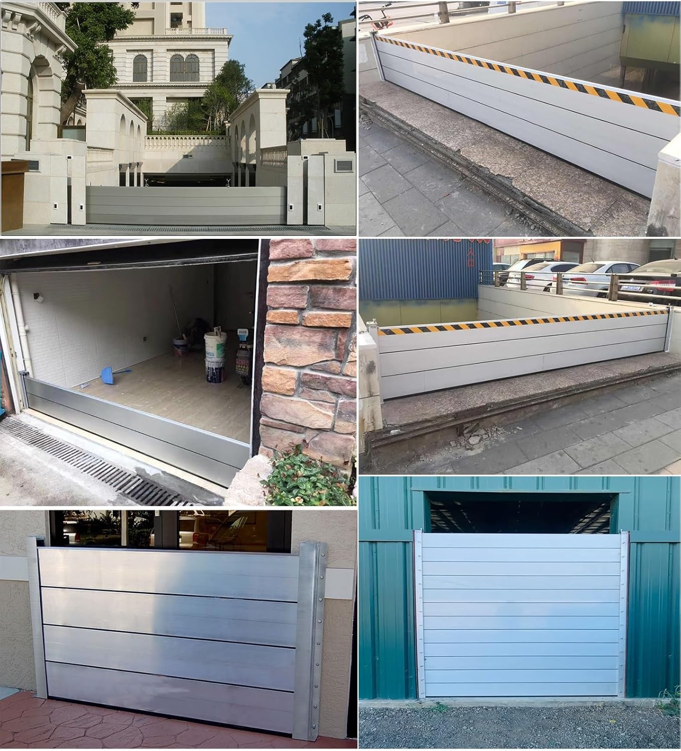 Door Threshold Seal Water Blocker Aluminum Barrier, 16in/24in/31in/39in/47in/55in/63in High Reuseable Flood Barriers for Garage/Home/Outside/Basement(Silver-H 120cm/47.2in,L 110cm/43.3in)