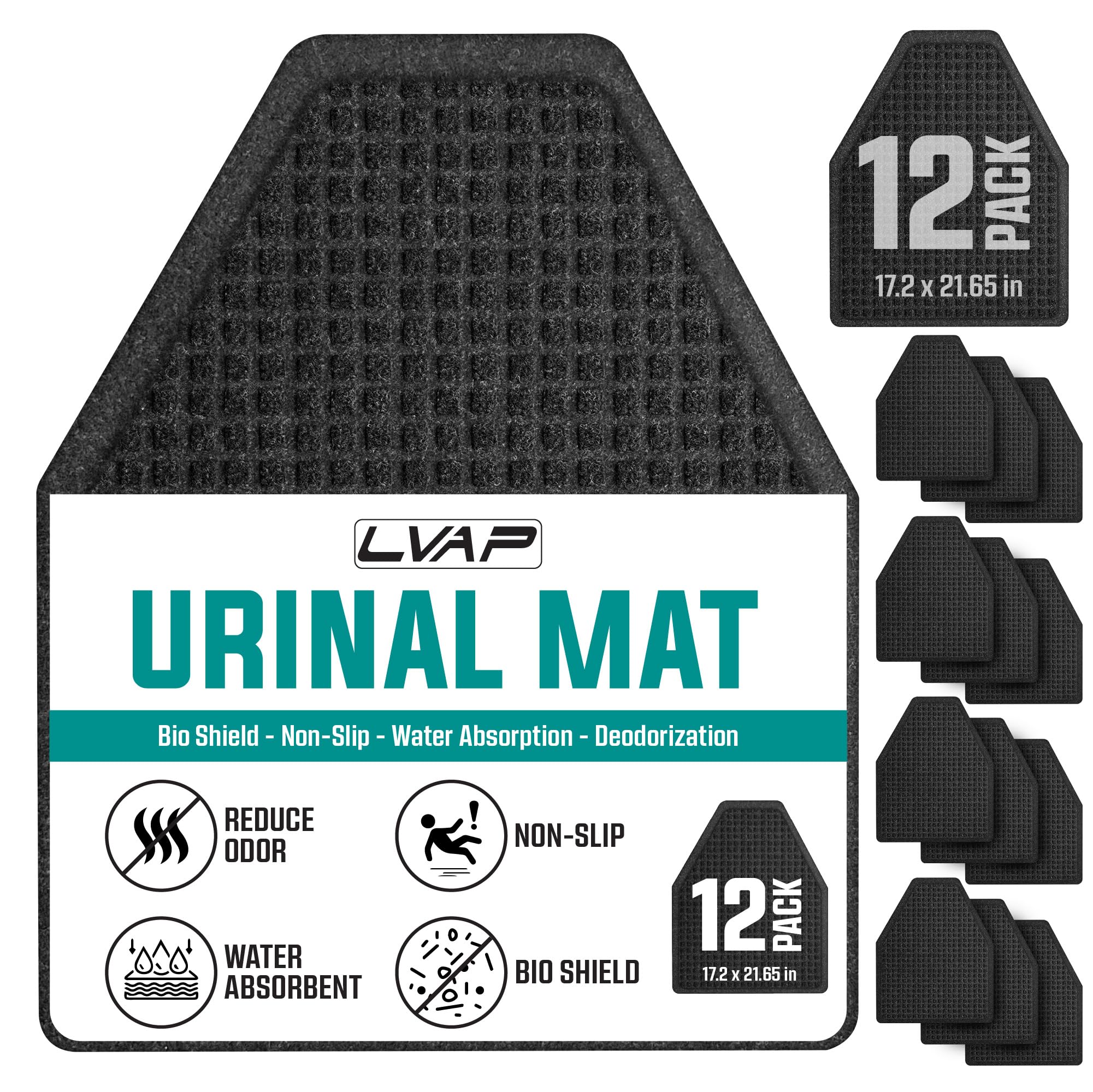 12 Pack - Professional Urinal Floor Mats for Men Bathroom | Non-Slip Urinal Mats | Disposable Bathroom Urinal Pads for Commercial Restrooms