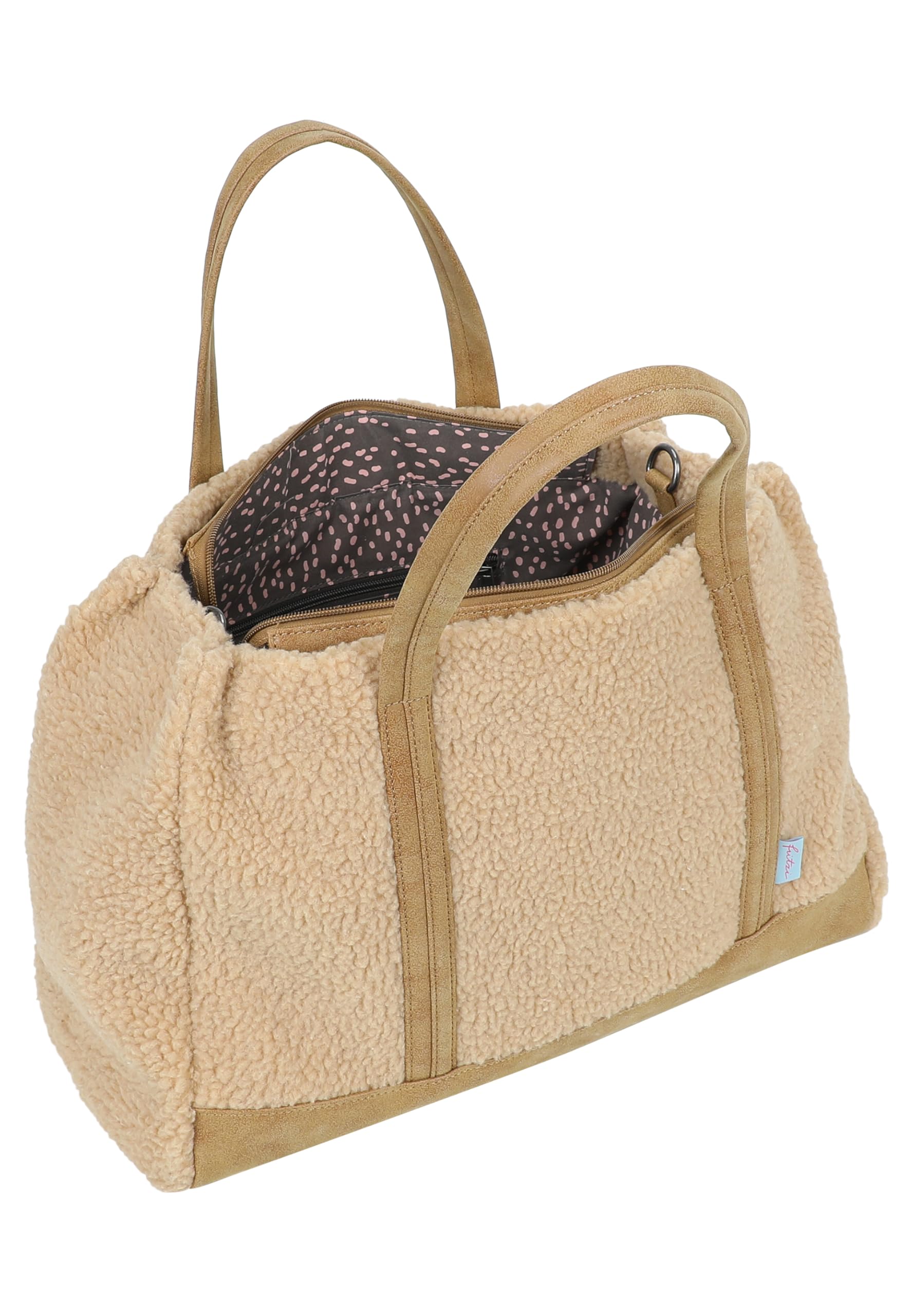 Fritzi Easy Tote Limited Teddy Damen Shopper Schultertasche Handtasche Freizeit Alltag Reißverschluss Polyester 29.5 x 40 x 14 cm, Beige