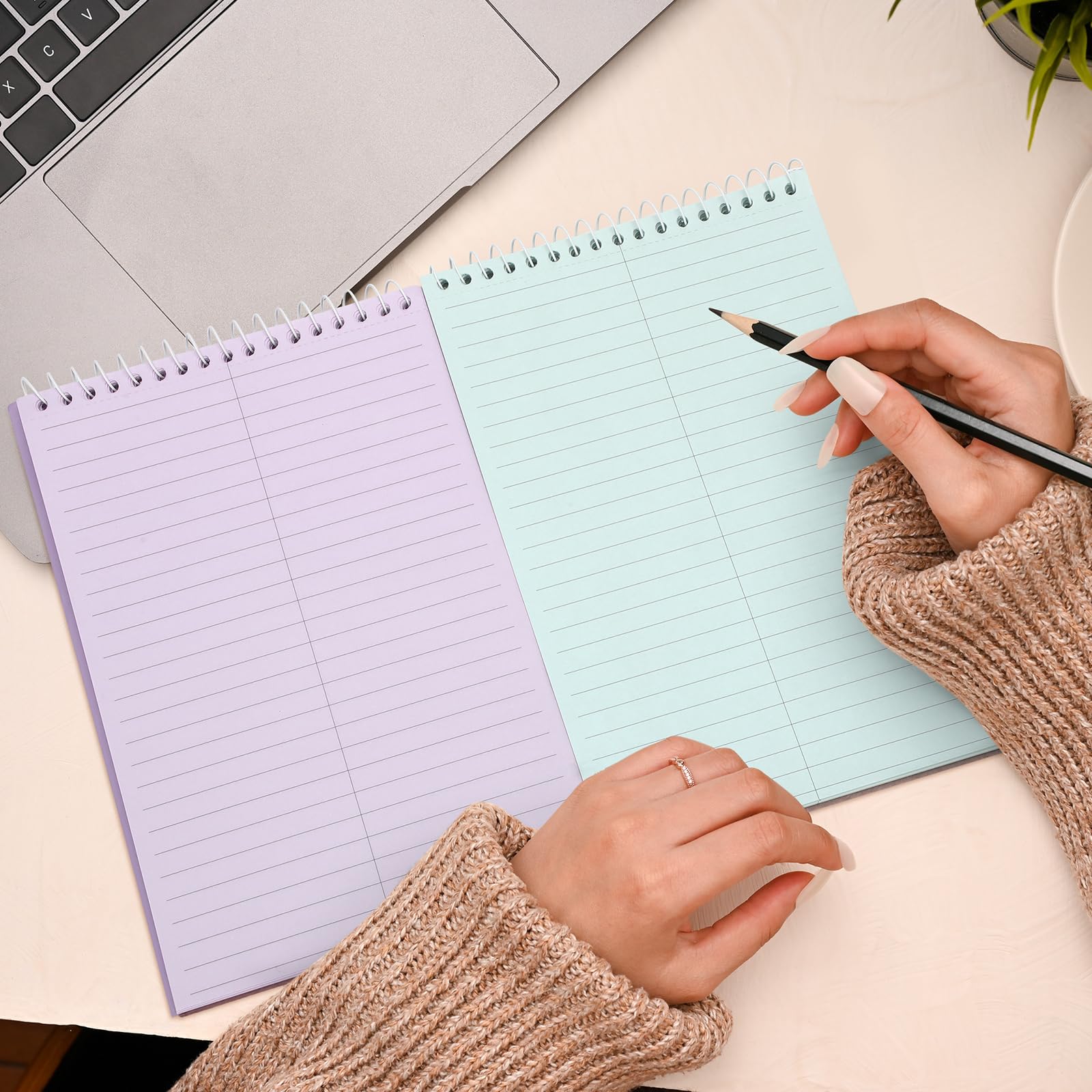 Lincia Top Spiral Steno Blöcke, 15,2 x 22,9 cm, Gregg-Lineal, Innenpapier, Steno-Bücher, Notizblock, Schreibblock für Notizen, Büro, Universität, Arbeit, verschiedene Farben, 10 Stück
