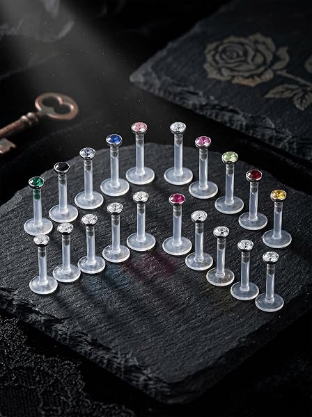 Crdifu Bioflex Flexible Lip Labret Stud Retainer Bar 6/8/10/12 mm Tragus Cartilage Helix Piercing Jewellery - 3