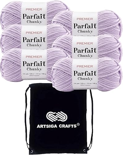 Miniatura 8 de Premier Yarns Parfait Chunky White 1150-01 (6 madejas) Same Dyelot Weight S Bulky #6 - Hilo de tejer suave, 100% poliéster, paquete con 1 bolsa de