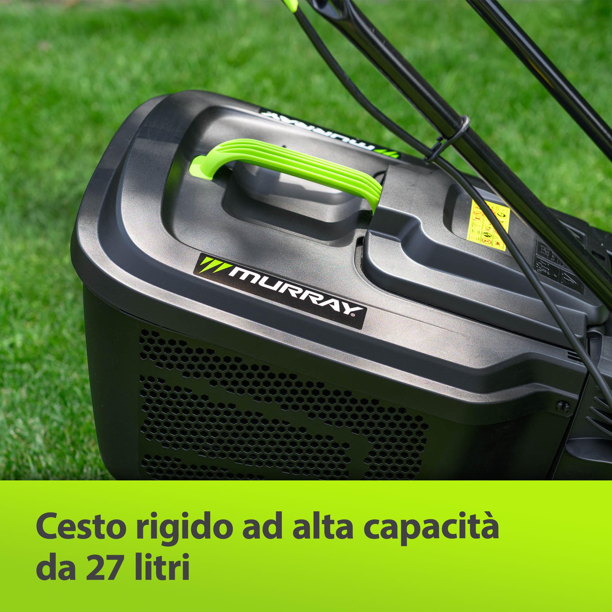 Murray Tosaerba Elettrico 2-in-1 LE320E – Compatto 1200W/32cm con Cesto Raccoglierba da 27L per Piccoli Giardini – Impugnatura Ergonomica e Protezione da Sovraccarico