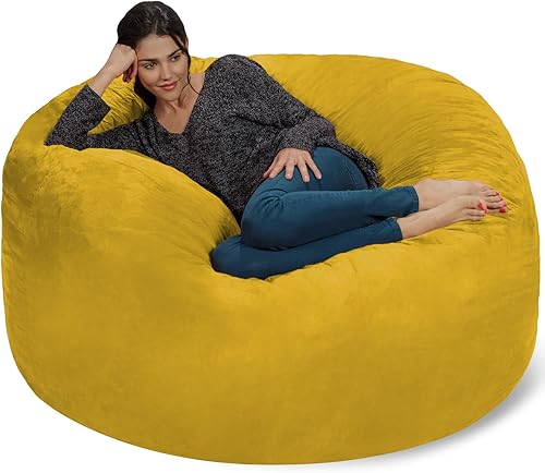 Miniatura 55 de Silla Chill Sack Bean Bag: muebles de espuma de memoria gigante y una tumbona grande. Gran sofá con gran cubierta de gamuza suave resistente al