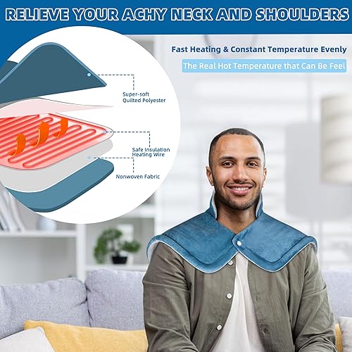 Miniatura 3 de Almohadilla térmica para cuello y hombros y alivio del dolor de espalda, Día del Padre, regalos para mujeres, mamá, hombres, papá, 2 libras,