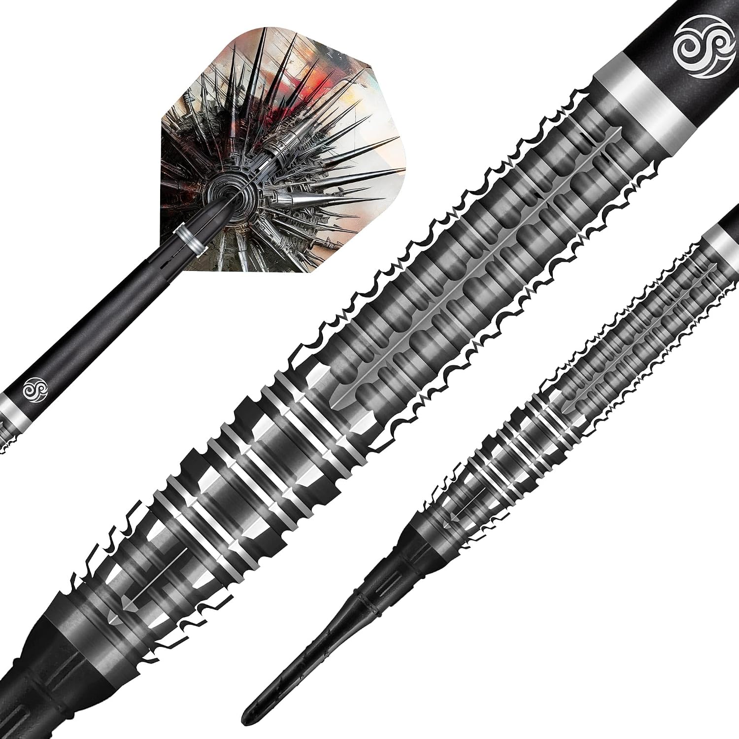 Shot! Gnarly Smasha Soft Tip Dart Set-90% Tungsten Barrels Handcrafted Professional Dart Set & Flights Made in New Zealand, Soft Tip Darts for Electronic Dartboard