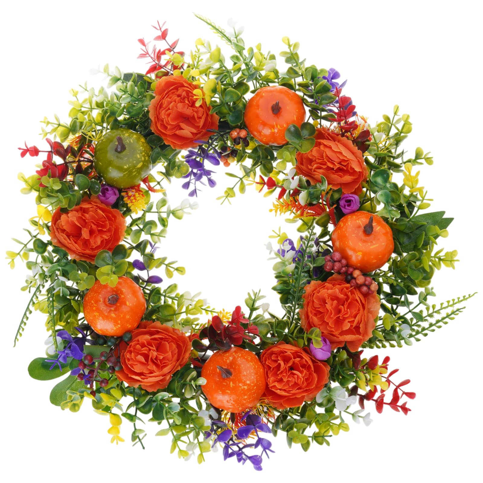 Couronne en plastique fleurs citrouilles durable anti-UV pour mur et fenêtre