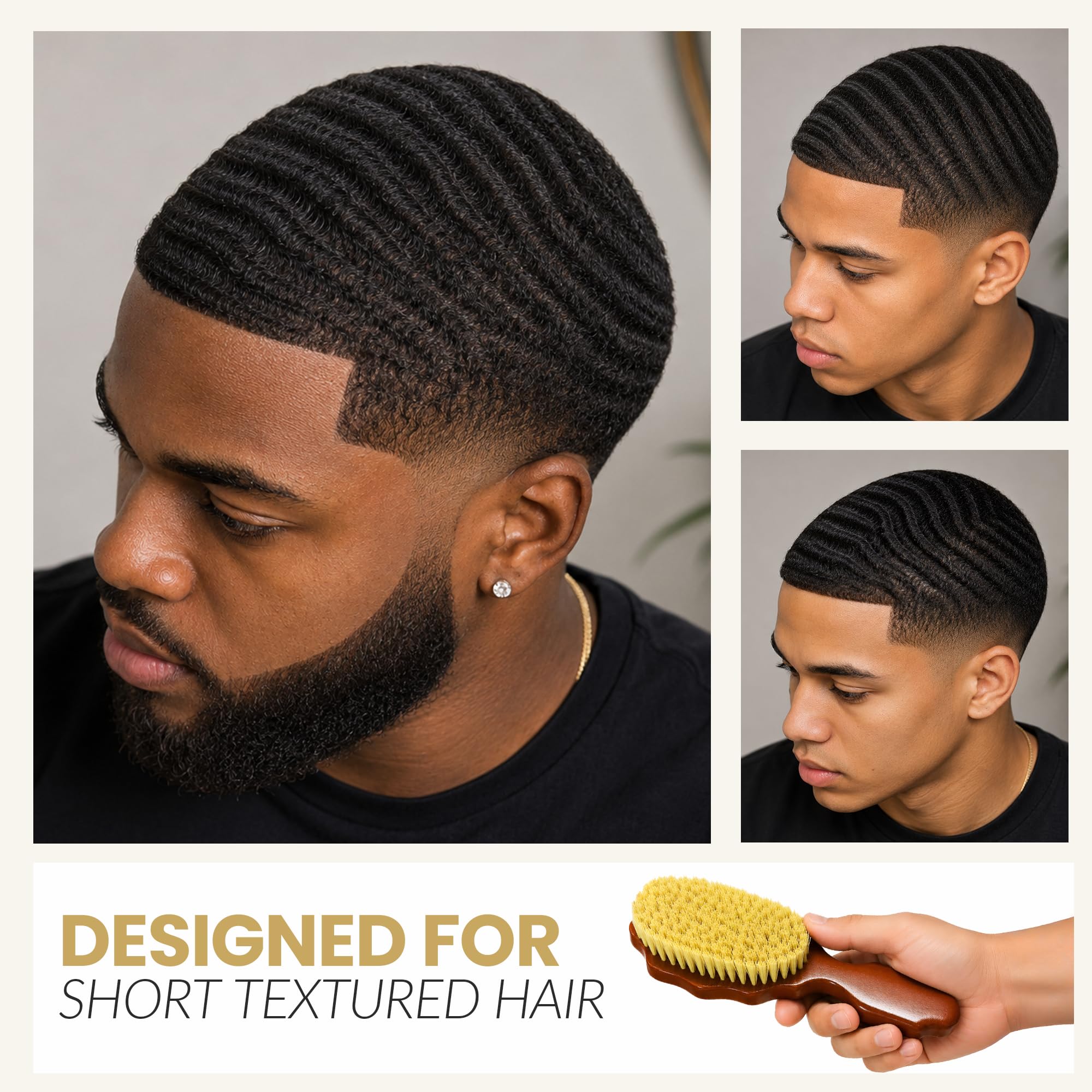 Kosher Cepillo de 2 ondas 100 % natural para plantas, duradero, cerdas fuertes, desenredantes para cabello rizado, grueso, áspero, ondulado y todo tipo de cabello, desenredante afro texturizado para