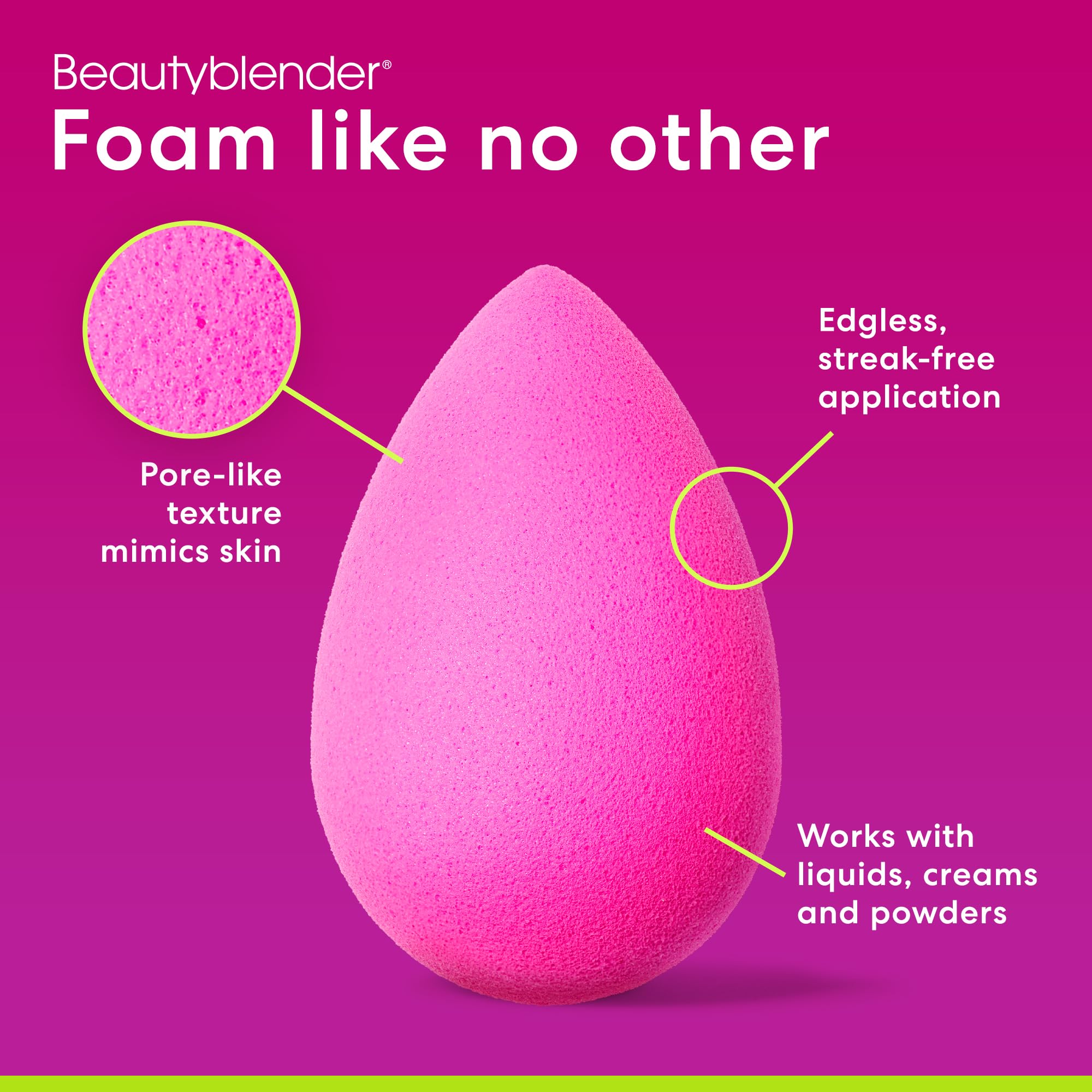 Beautyblender Set di 3 spugne originali Pink Activated per trucco – senza lattice, senza sperimentazione su animali, coloranti non tossici – perfetto per fondotinta liquida, cipria, crema BB e