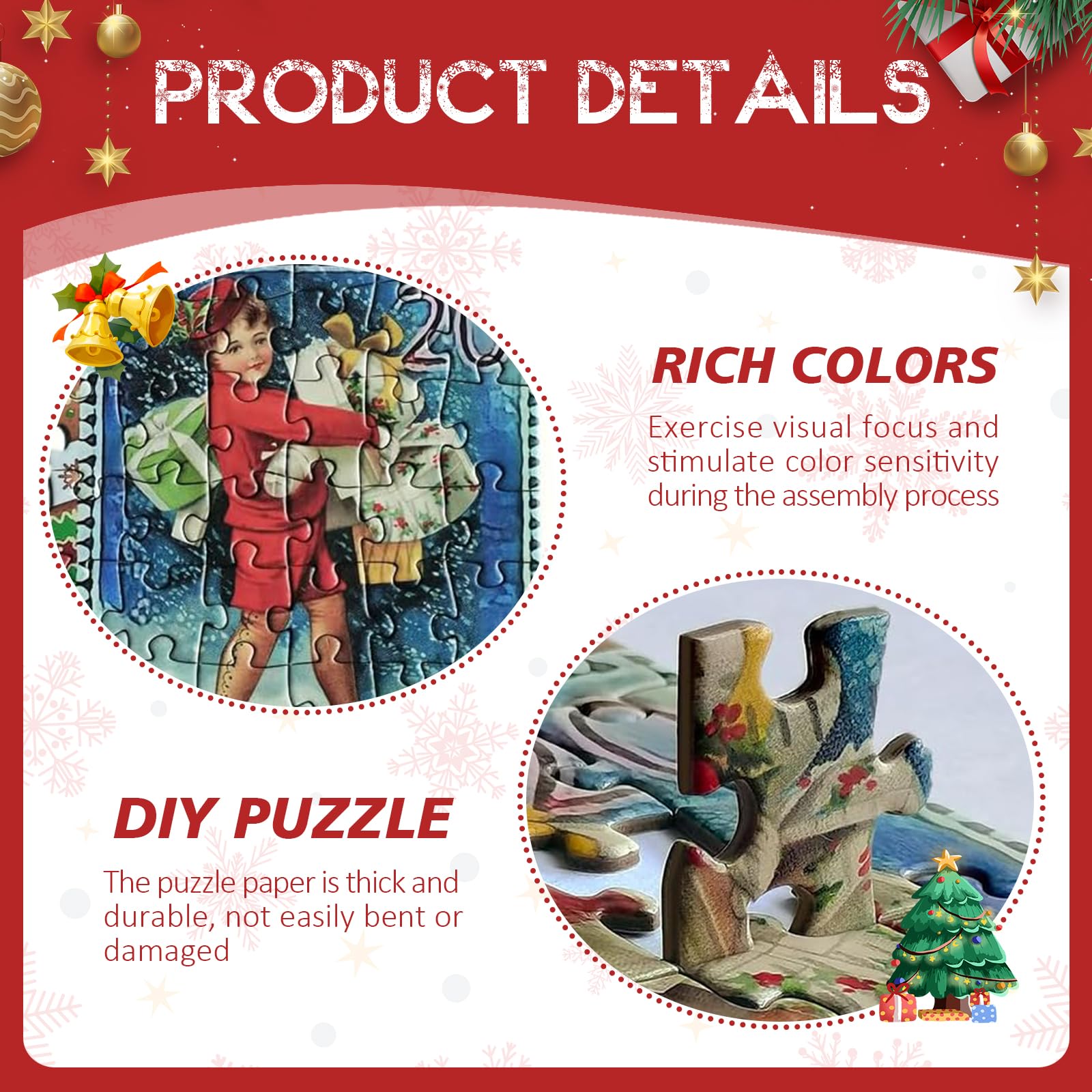 Calendrier de l'Avent, Puzzle de Noël 1000 Pièces avec 24 Boîtes Calendrier Avent Cadeau pour Enfants, Filles et Garçons - 3