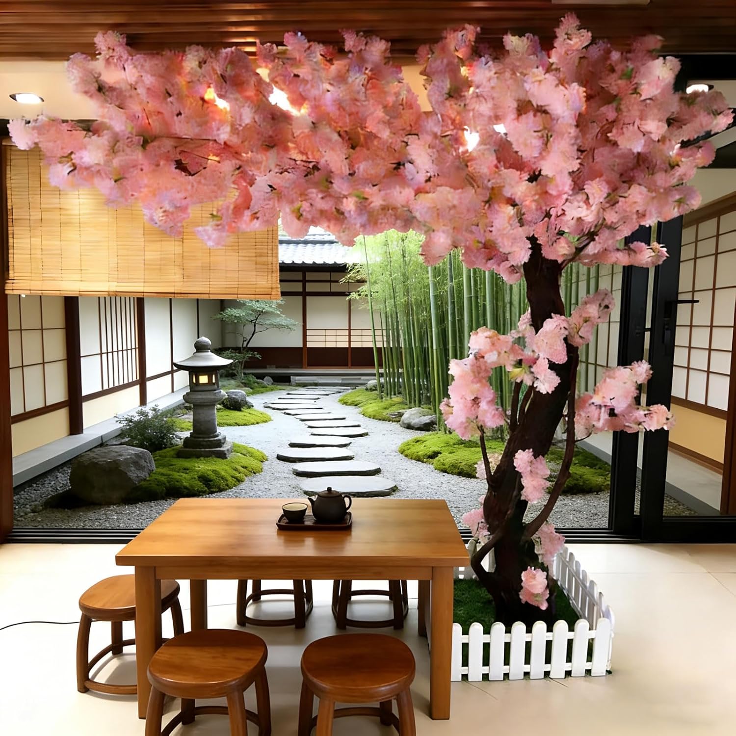 Artificial Cherry Blossom Trees Pink for Indoor Outdoors,Handmade Fake Cherry Blossom Tree for Living Room Wedding Party Office Shopping Hotel Restaurant Home Decor,250 * 250cm