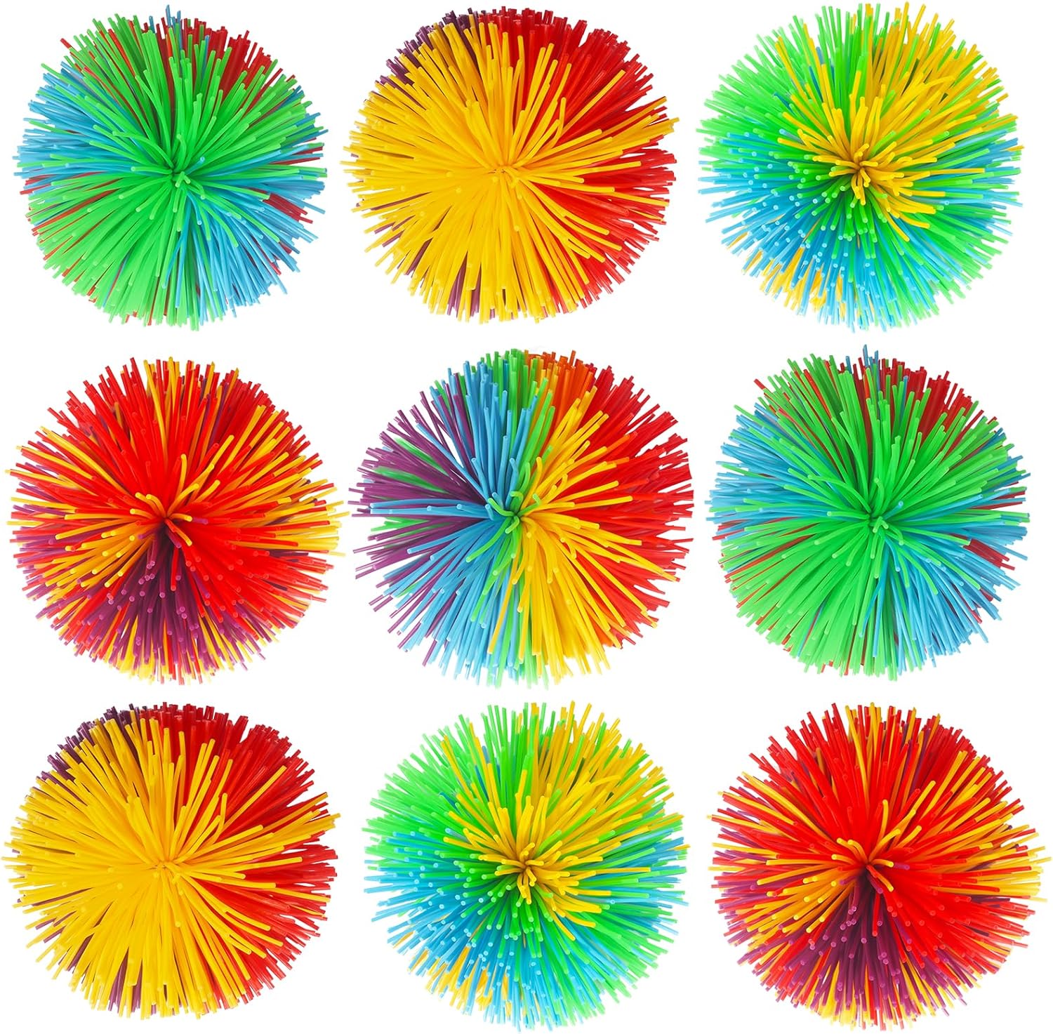 20 PCS Rainbow Stringy Balls-Sensory Fidget Stress Balls, Soft Silicone Bouncy Stress Balls, Rainbow Fidget Party Favors Toy.