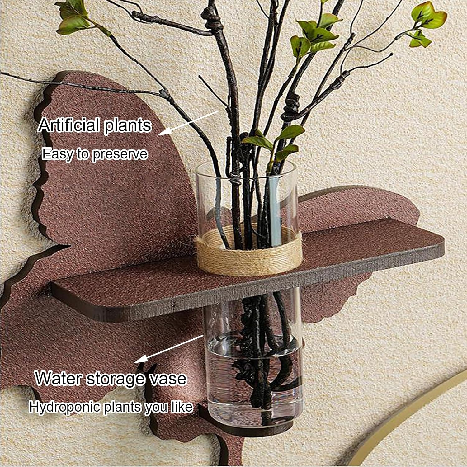Sandstone Wall Art with Luminous LED, Decoration Painting, Hanging Mural Paintings, Wall Decor with Vase for Bedroom, Living Room and Dining Room(Brown 2,60 * 120cm/23.6 * 47.2in)