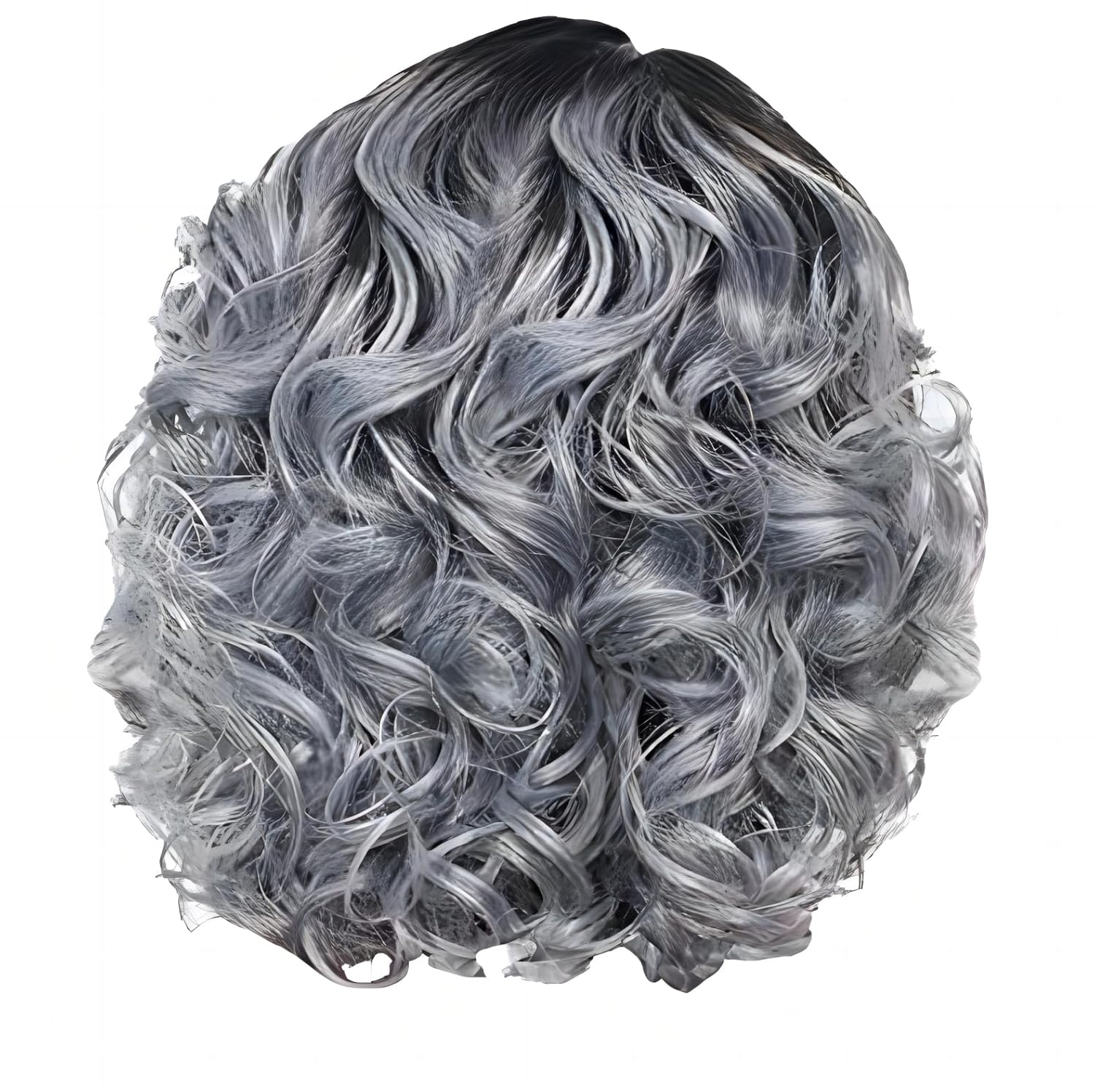 BXzhiri Short Curly Hair Wigs Grey Human Hair Lace Wigs European and American Women's Styling Cool Wig