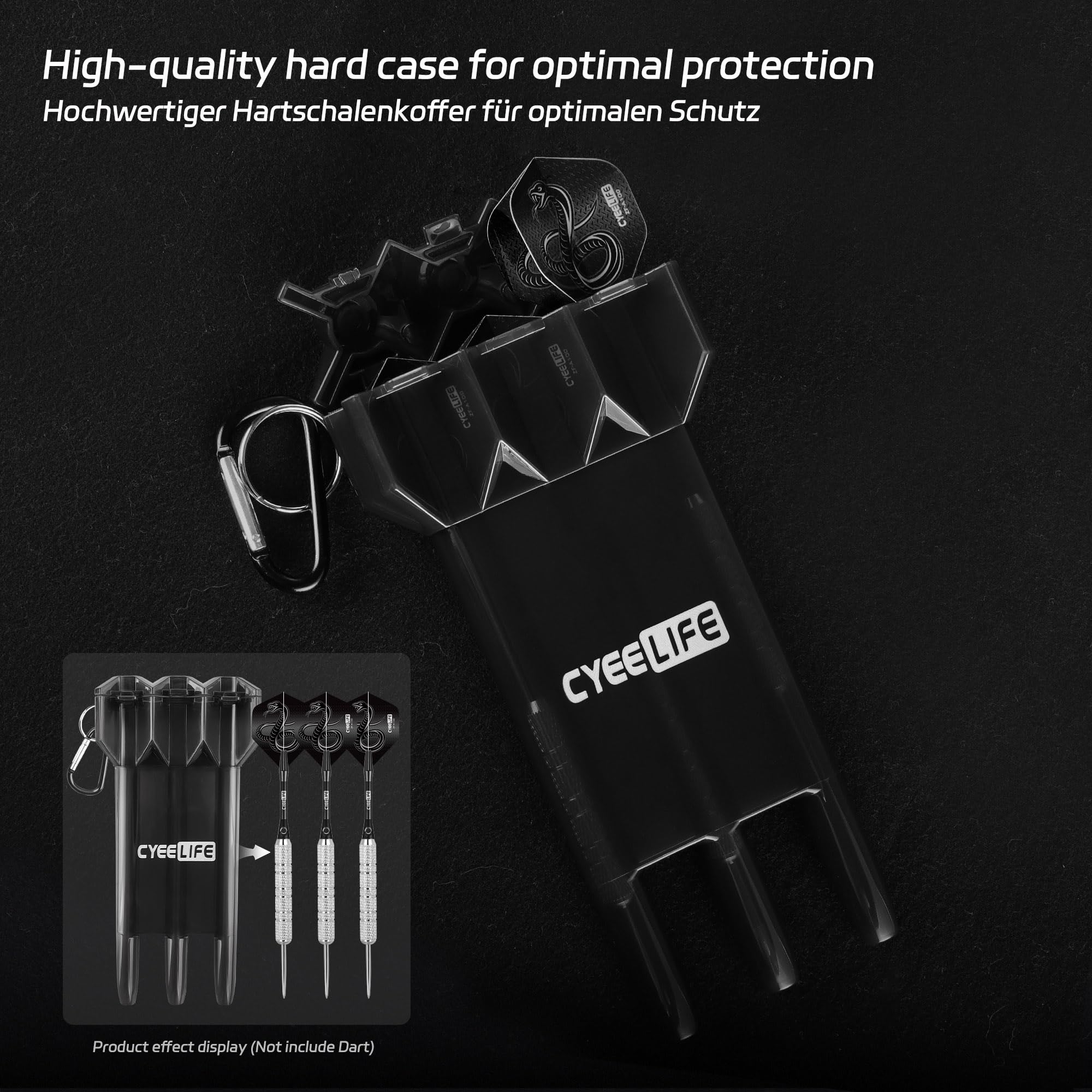 CyeeLife Funda de Transporte para Dardos, Ajustable, Caja de Almacenamiento Portátil con Cierre, Negro