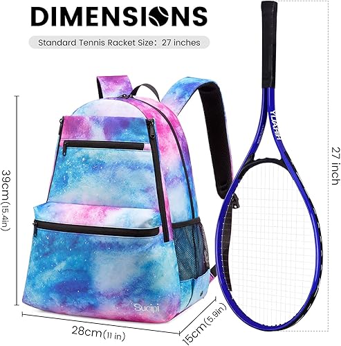 Miniatura 5 de Sucipi Bolsa de Tenis Profesional Mochila de Tenis para Hombres y Mujeres Bolsas de Raqueta con Capacidad para 2 Raquetas con Compartimento