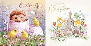 Noel Tatt Easter Greeting Cards Pack Of 6 - Happy Easter Cards With 2 Assorted Spring Flowers