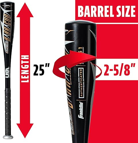 Miniatura 78 de Franklin Sports Bate de teeball para niños, veneno + aluminio Barracuda + compuesto, certificado de béisbol de Estados Unidos para niños + niñas