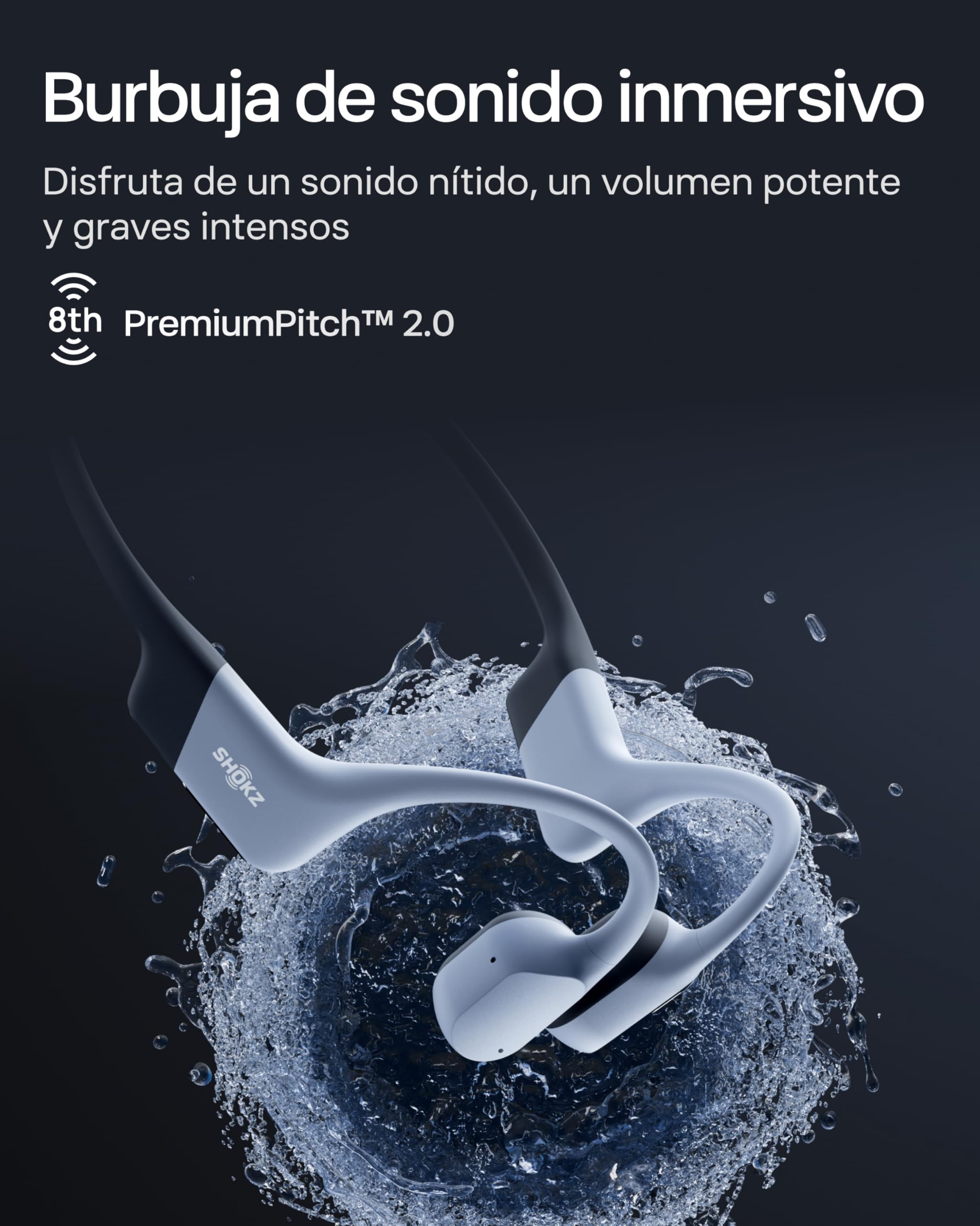 SHOKZ OpenSwim Pro Auriculares Conducción Ósea Natación Bluetooth 5.4, Gris | Impermeable IP68 | Mics con Cancelación Ruido | Carga Inalámbrica | 9H Autonomía | 32GB MP3 | Open-Ear | para Nadar Deportivo