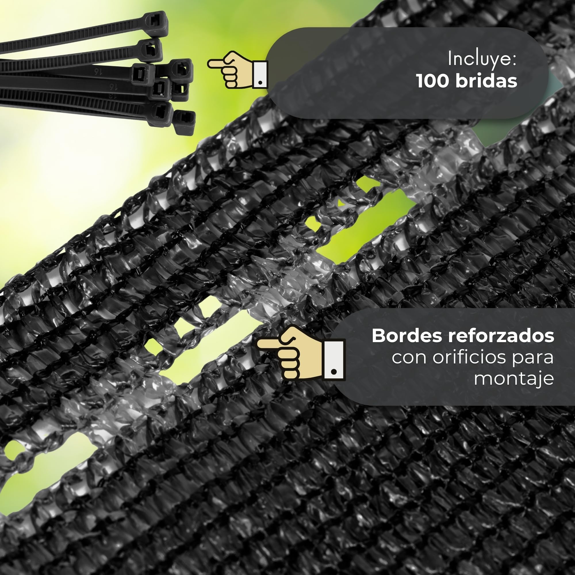 SPRINGOS Malla de sombreo Malla de sombreo 1,5 x 25 m 140 g/m² Malla de sombreo Incl. 100 Bridas para Cables