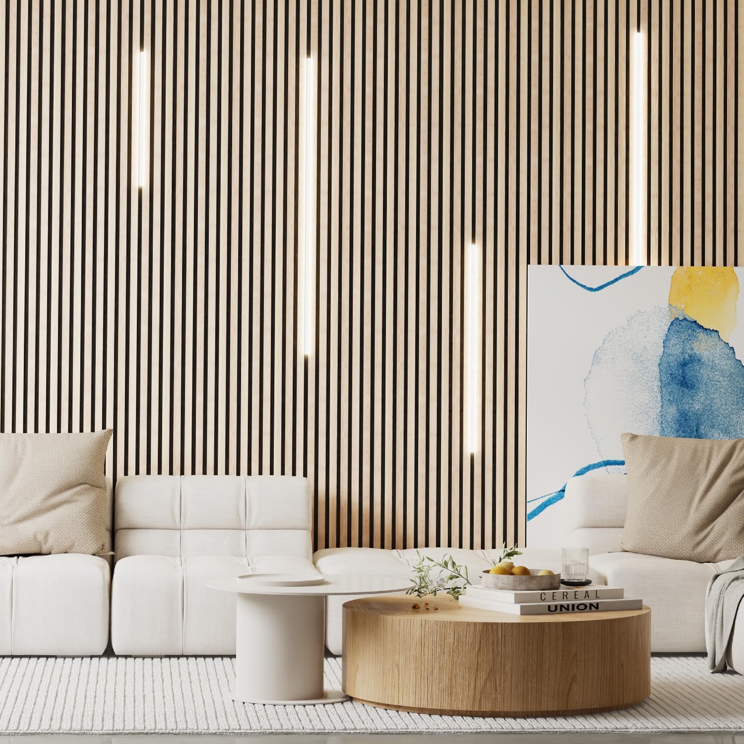 Wood Wall Panels, 2-Pack 48’’ × 24’’ Accent Wall Panels, 3D Acoustic Panels for Wall, Wall Panels for Interior Wall Décor (Oak) 48 * 24 Inch Oak