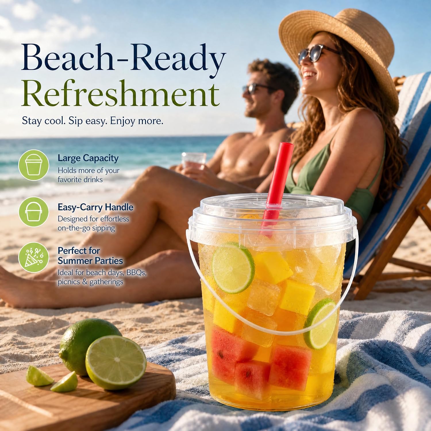 Qsqwsuye 100Sets 34oz Large Disposable Cups with Lids and straws image 2