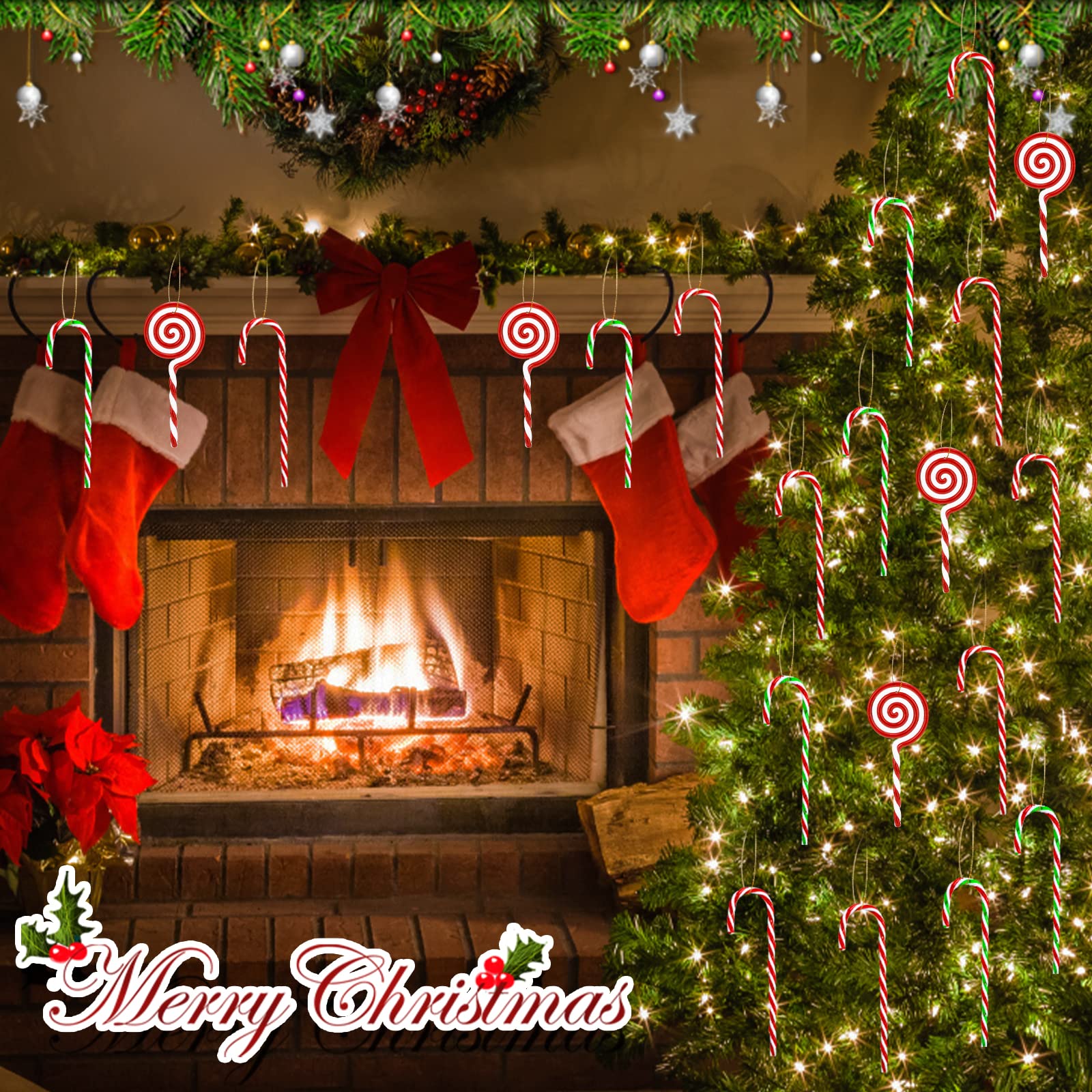 Mini Sucre Orge Décoration Sapin De Noel, Kit De 12 Canne De