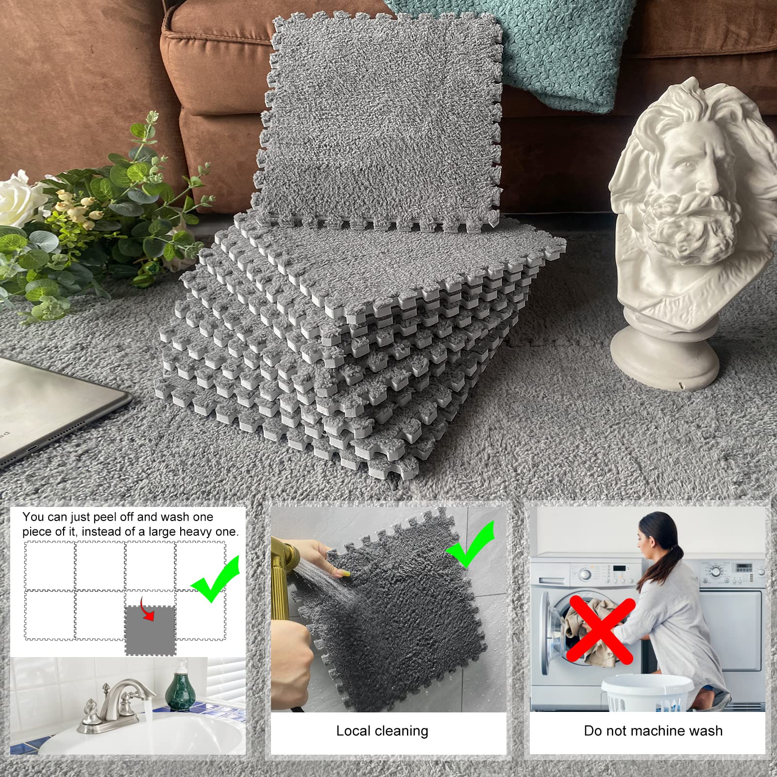 RUBYHOME 9 Stück 30x30 cm Meerschweinchen-Käfigmatte, waschbar, wiederverwendbar, Meerschweinchen-Fleece-Bettwäsche, Käfigeinlagen, weiche, warme Kaninchen-Bodenmatte, Bett für Laufgitter, Kiste
