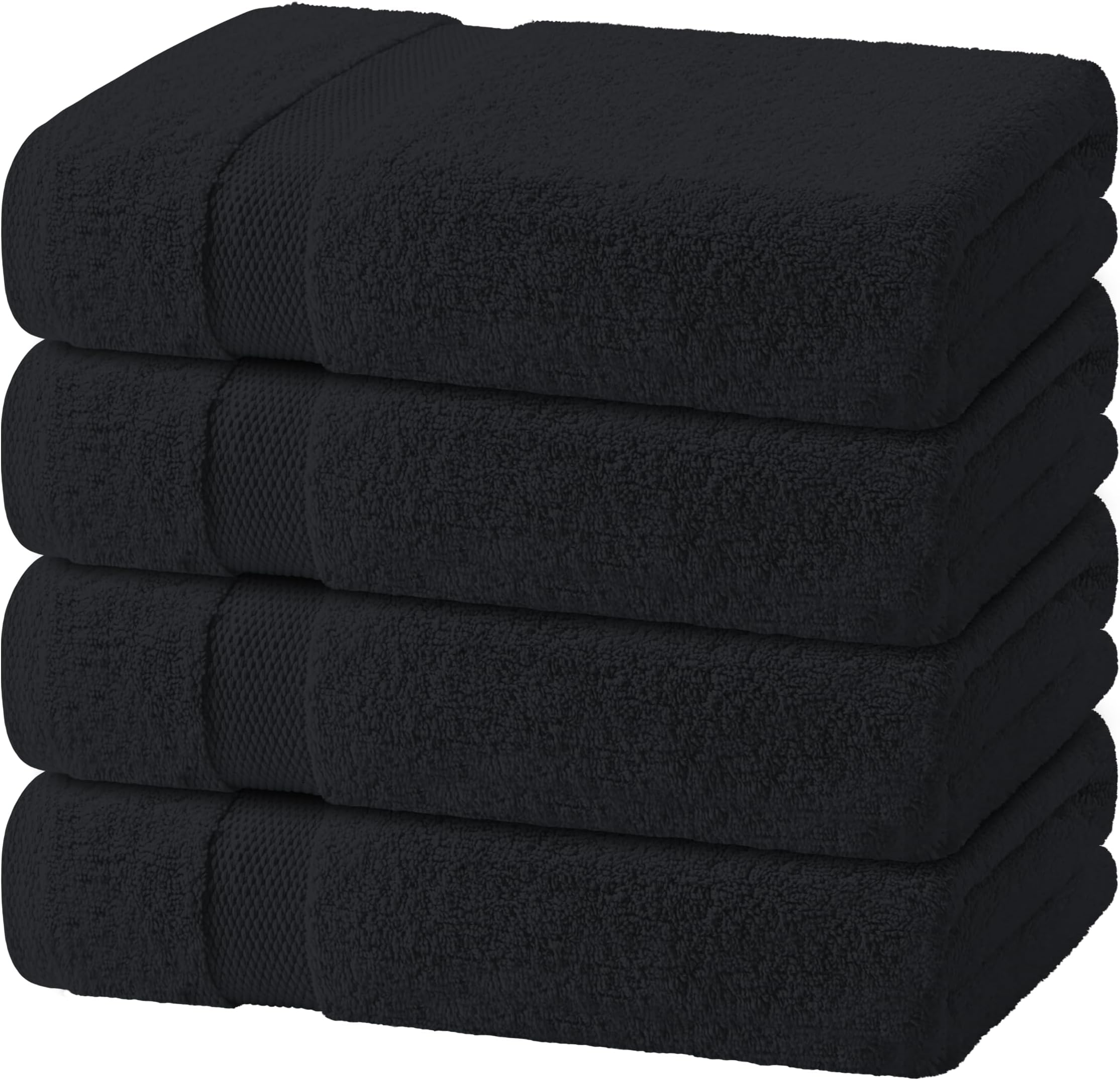 White Classic Black Bath Towels 27x54 Inch, Cotton Towel Set for Bathroom, Hotel, Gym, Spa, Soft Extra Absorbent Quick Dry 4 Pack