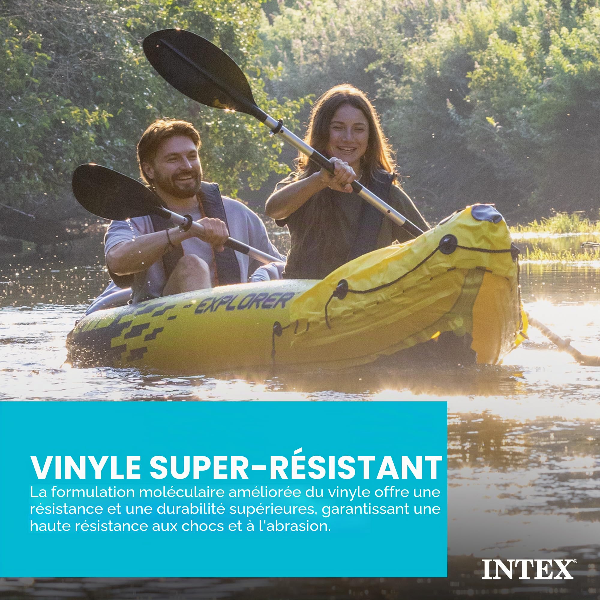 Ensemble de 2 Places INTEX Explorer K2 Kayak, Kayak Gonflable avec rames en Aluminium et Pompe à air Haute Puissance