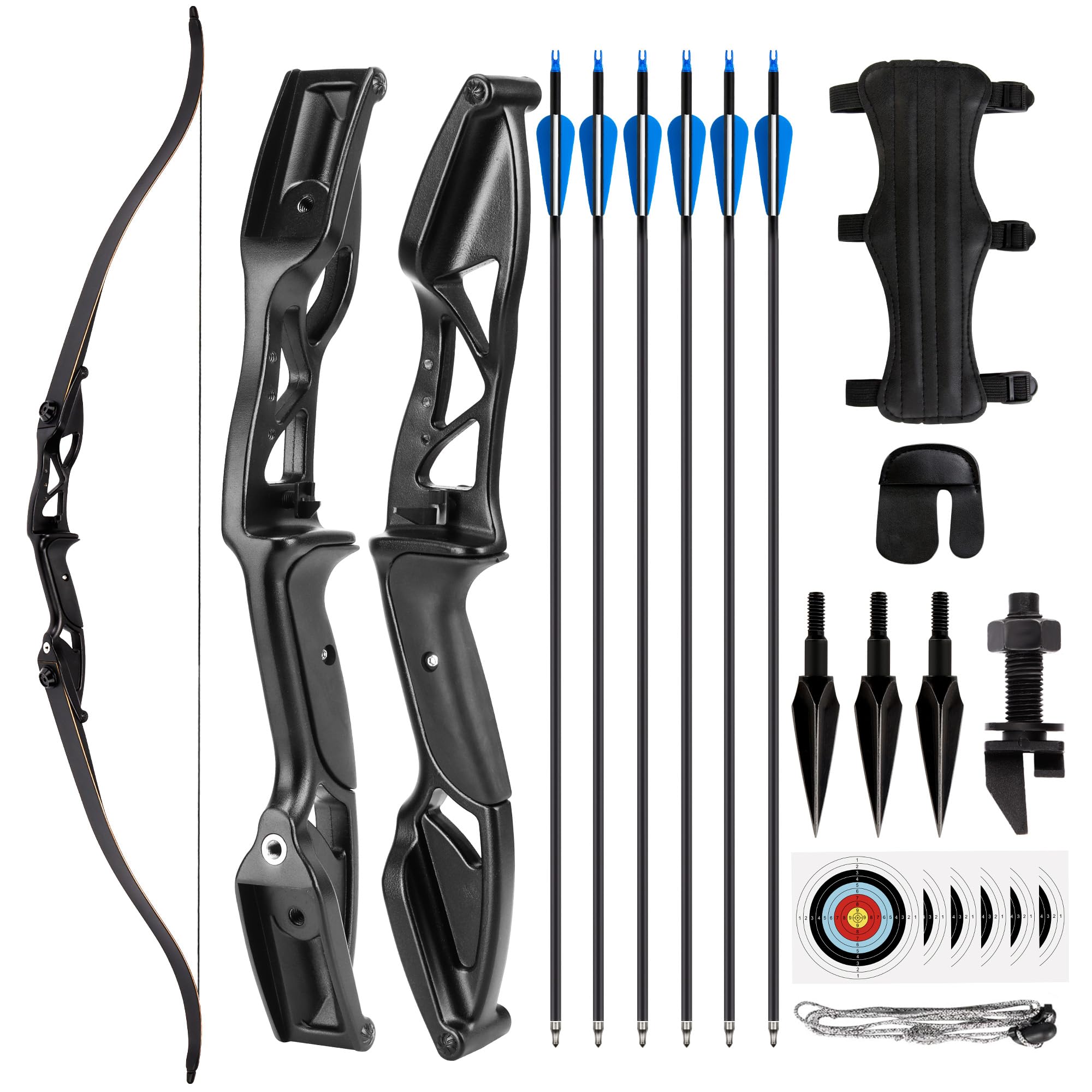 Take Down Recurvebogen 30lbs 54inch,Anfängerbogen für Erwachsene und Jugendliche im Bogenschießen,Pfeil und Bogen Set