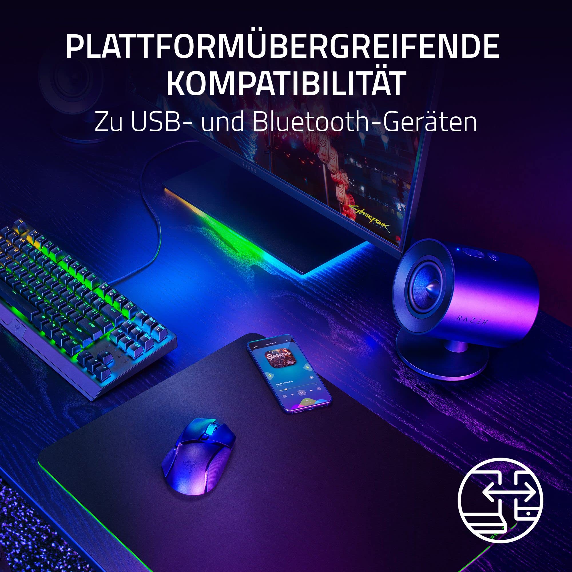 Razer Nommo V2 X - Full-Range-2.0-Gaming-Lautsprecher für PC (Zwei 3-Zoll-Full-Range-Treiber, THX Spatial Audio, Max. Schalldruck 96 dB, Plattformübergreifende Kompatibilität) Schwarz