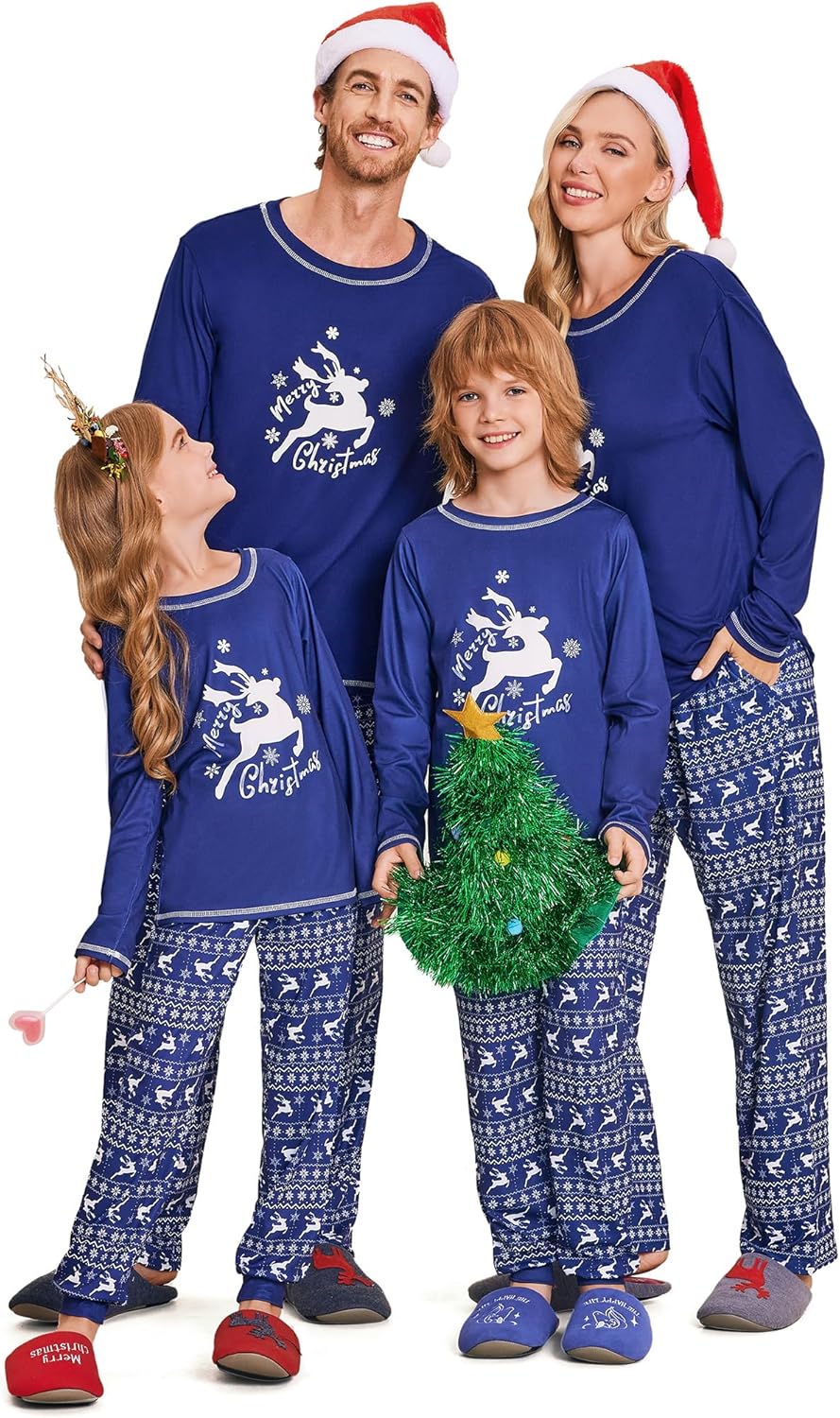 Ekouaer Matching Family Sets Christmas Pajamas Set Xmas PJS Sleepwear Soft Christmas Matching Jammies