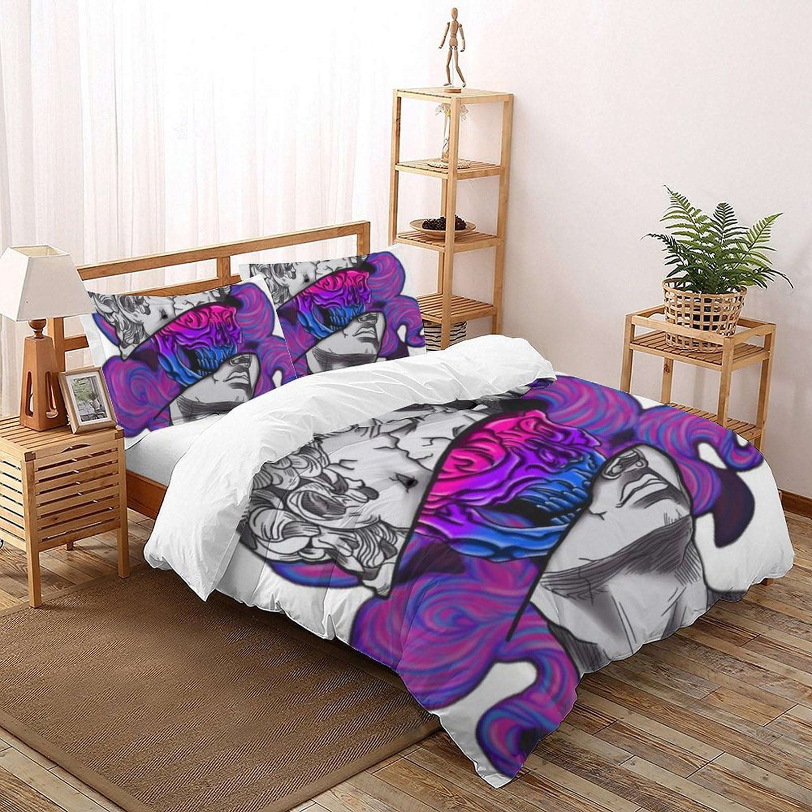 Housse de couette double avec fermeture éclair et motif imprimé 3D couleur pour lit enfant
