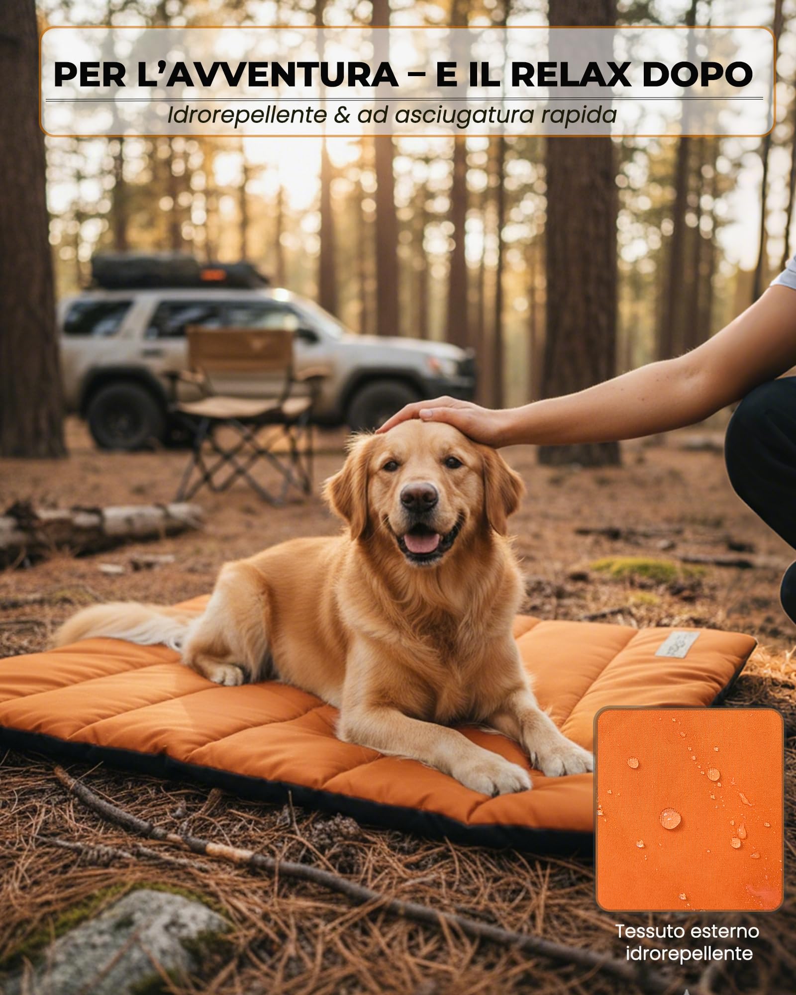 Tappetino per Cani Impermeabile e Imbottito (110 × 68 cm) – Antiscivolo, Resistente ai Morsi, Lavabile in Lavatrice, Pieghevole – per Interni ed Esterni