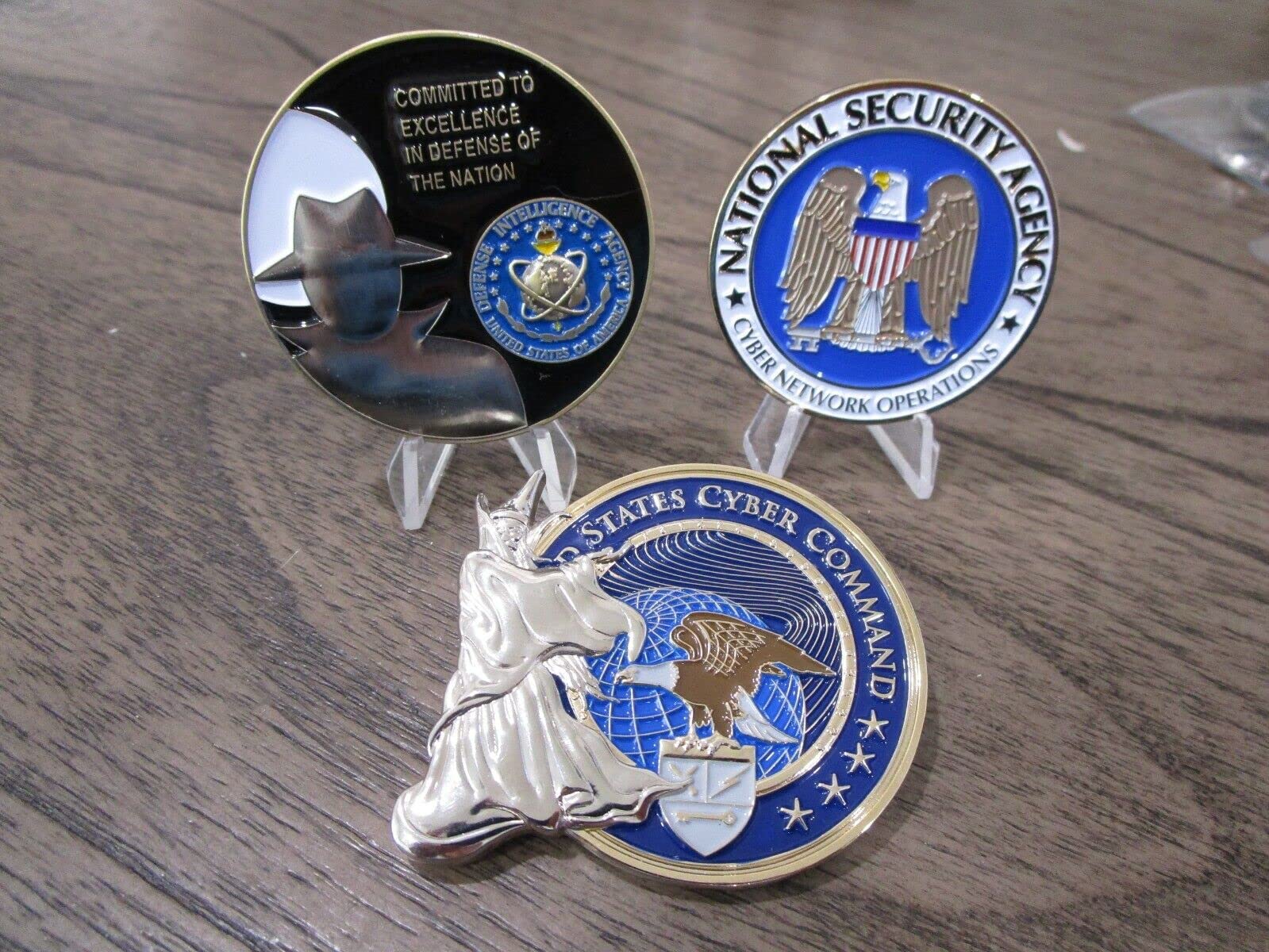 Lot of 3 Challenge Coins Intelligence Cyber Command Dia NSA Humint Sigint Ic