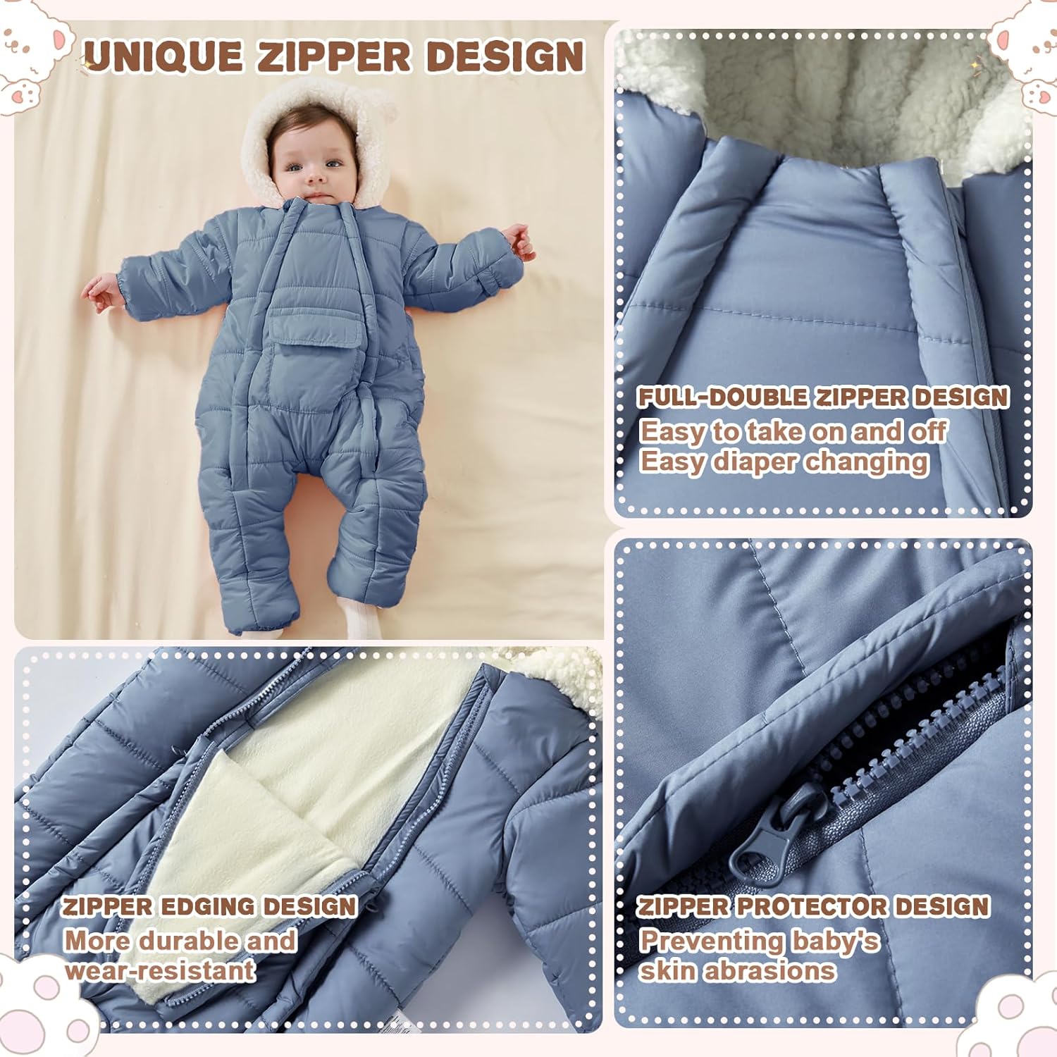 Baby Girls Boys Snowsuit Newborn Winter Clothes Jumpsuit Romper Infant Hooded Fleece Coat Jacket Outwear - Image 2