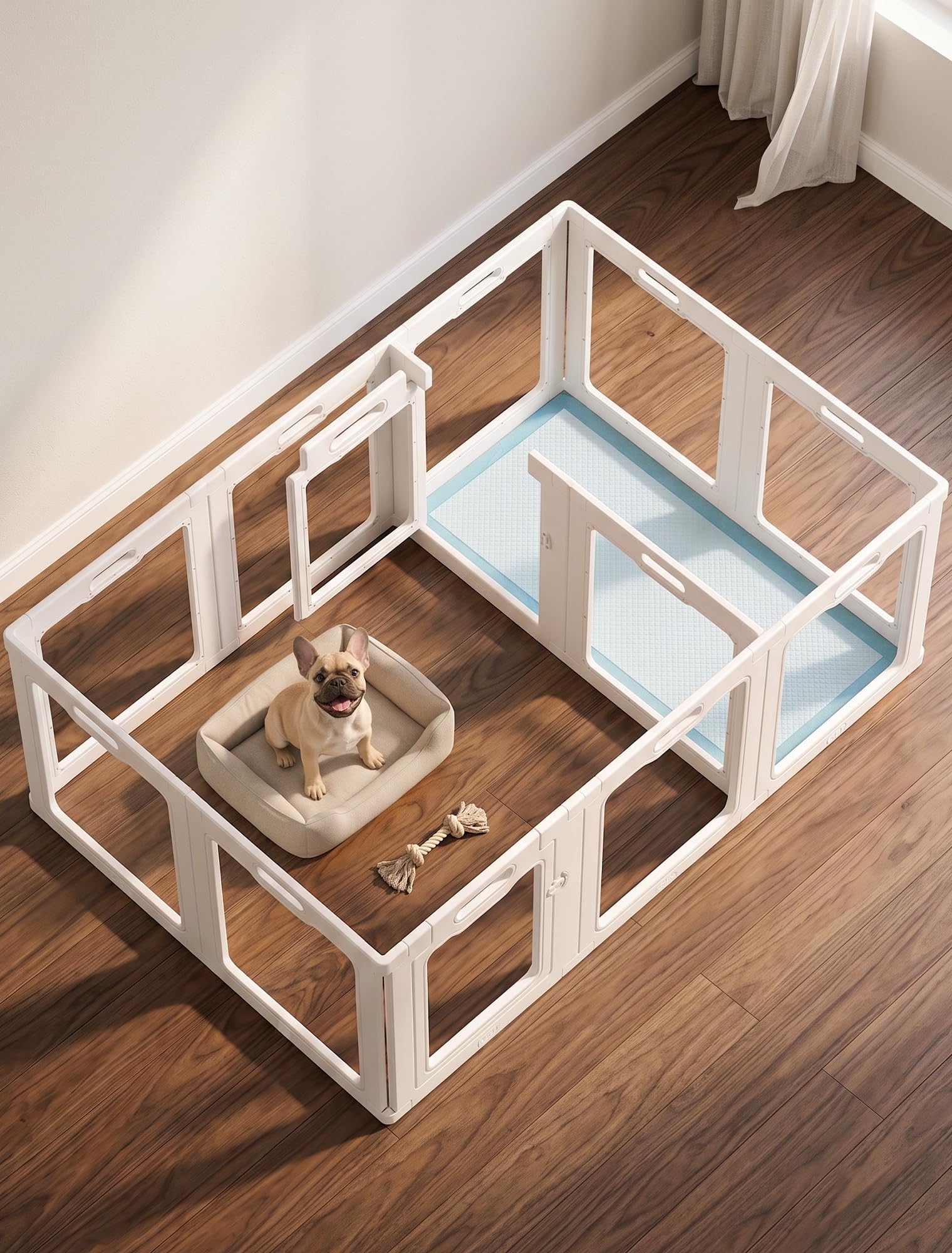Rossny Parc pour chien et chiot en acrylique, 152,4 cm de long | Enclos transparents à 12 panneaux de 61 cm de hauteur pour petits chiens, anti-rayures, vue à 360°, sans outils