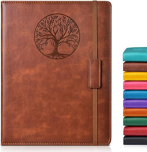 Miniatura 33 de Cuaderno rayado para mujeres y hombres, 256 páginas, tamaño A4, grande, de tapa dura, de cuero, para escribir, viajes, negocios, trabajo, escuela,