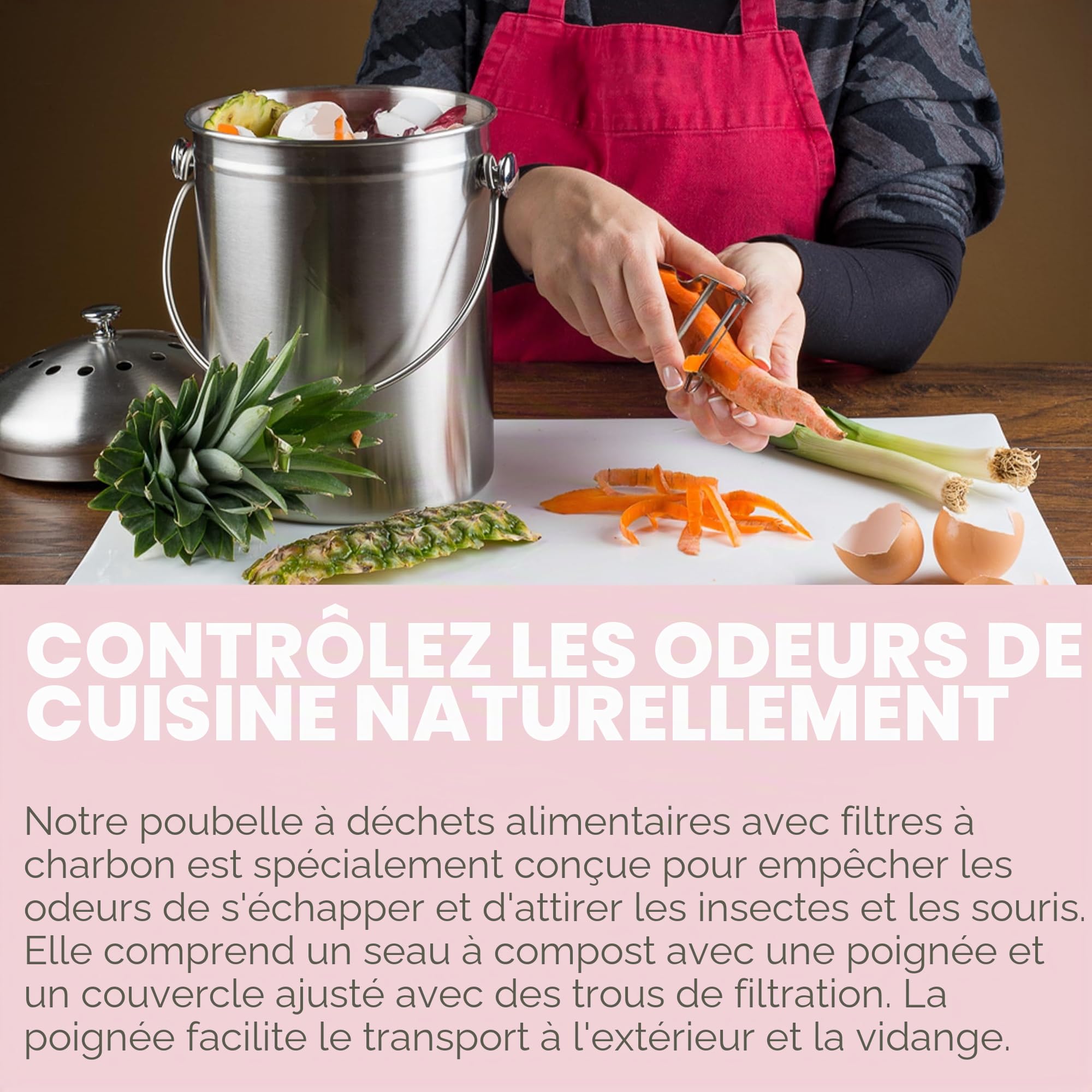 Epica Poubelle à Compost en Acier Inoxydable 3,8 l