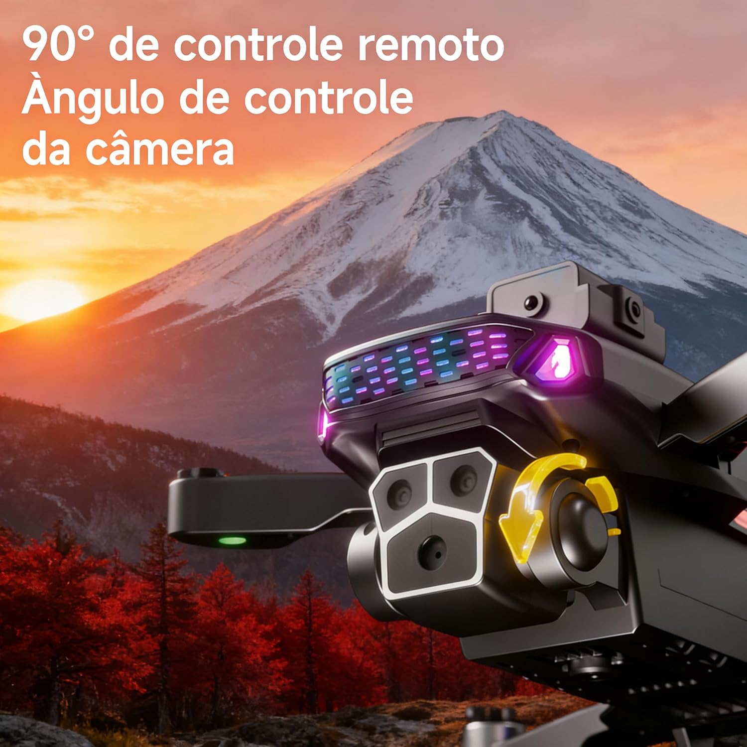 Genérico H18 Drone showing 90-degree remote control camera angle adjustment.