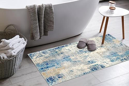 Miniatura 14 de Morebes Alfombra de cocina lavable abstracta de 2 x 3 pulgadas, colorida alfombra de baño pequeña, antideslizante, suave, alfombra