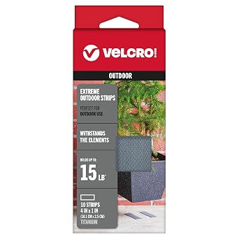 VELCRO العلامة التجارية في الهواء الطلق شرائط للخدمة الشاقة | 4 &times; 1 بوصة مجموعة من 10 | تحمل 15 رطلاً | Titanium Extreme Hook and Loop Tape Industrial Strength Adhes | مقاومة الطقس لسطح الخشن 90812