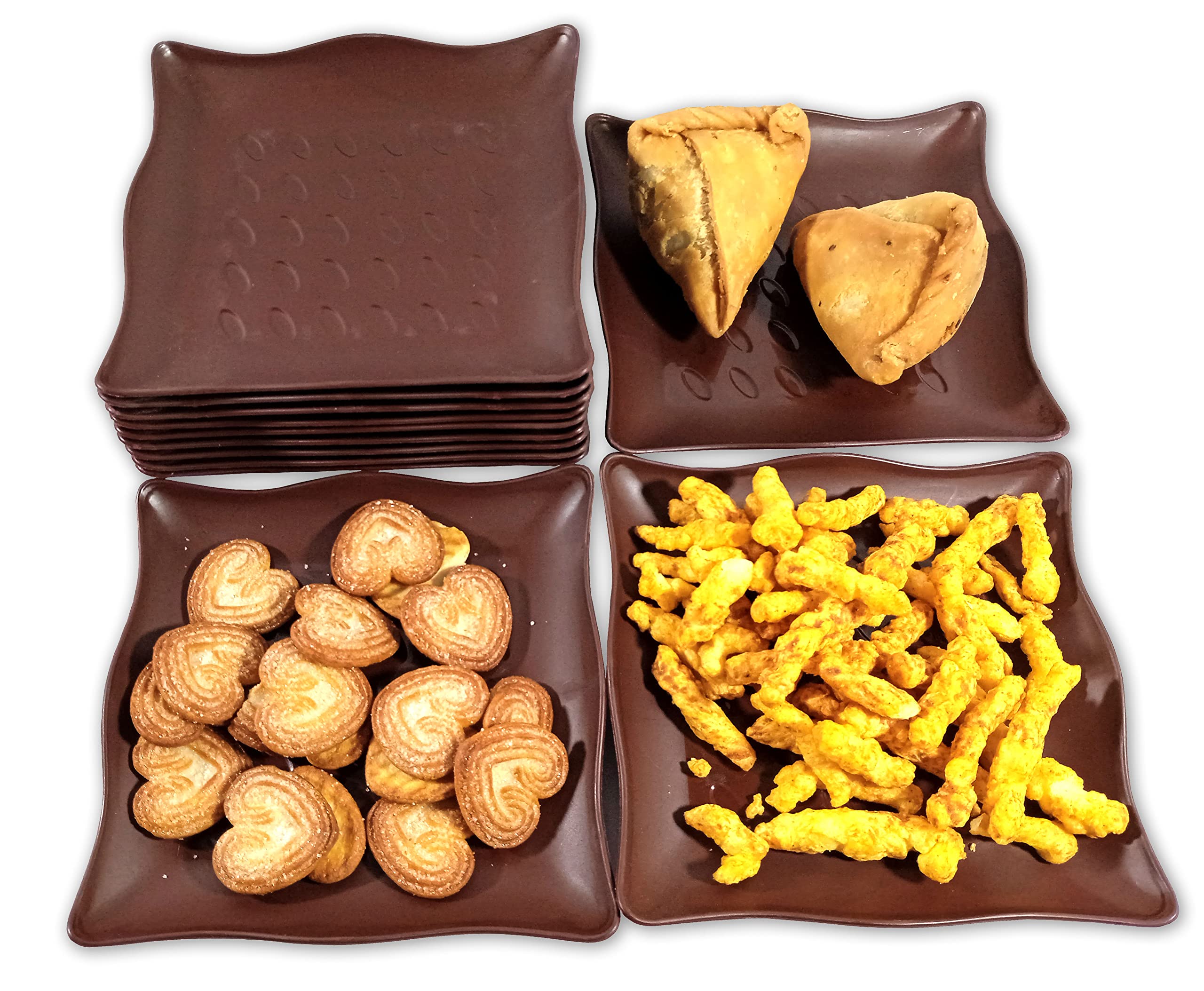 Buy Small Quarter Plastic Snacks Plate12 Pcs Set (Black)Unique Plates