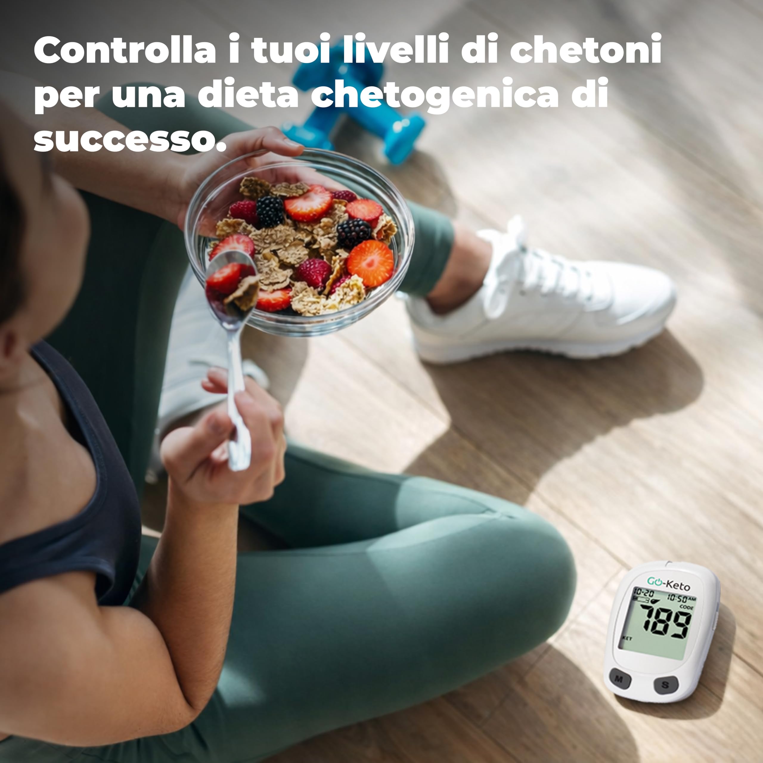 Misuratore di chetoni Go-Keto (mg/dl) Starter Set – Misuratore chetonico con 10 strisce reattive – Misura facilmente la chetosi per la dieta chetogenica