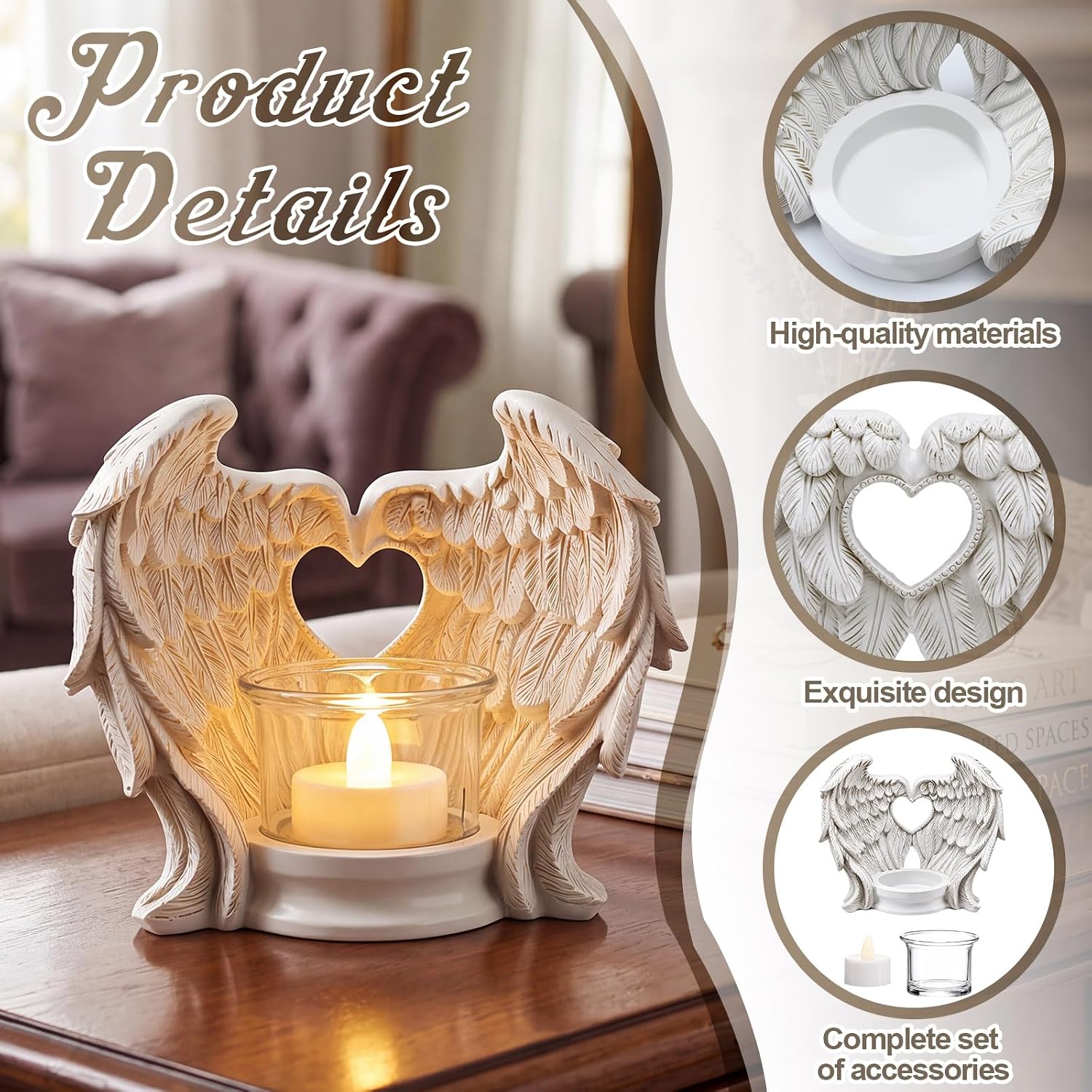 Angel Wings Tealight Candle Holder Prayer Angel Decor Home Memorial Gifts