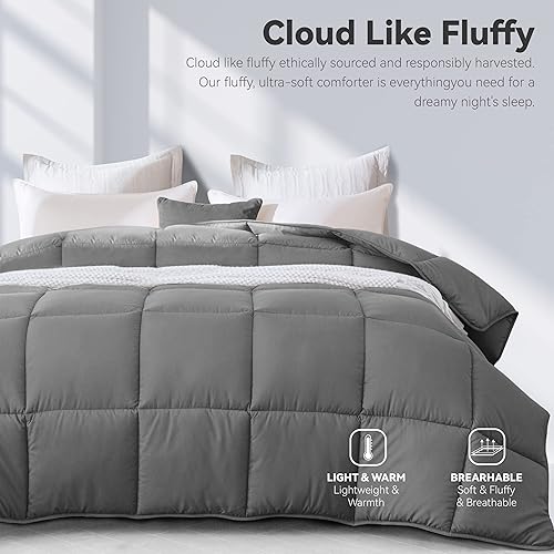 Miniatura 2 de Edredón alternativo ligero para todas las estaciones, tamaño King, relleno de poliéster, relleno de poliéster, tela de microfibra cepillada