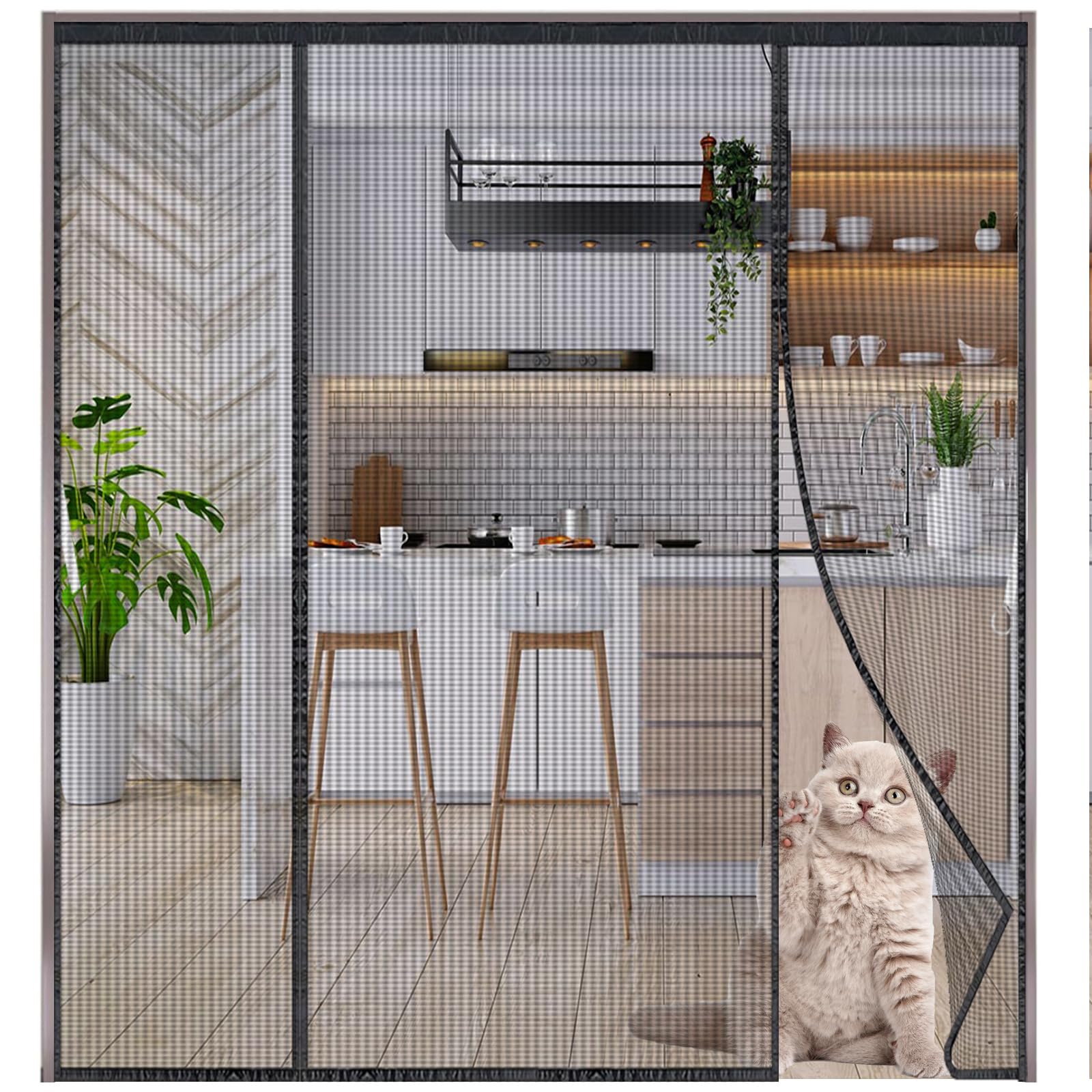 Moustiquaire magnétique coulissante pour double porte patio latérale